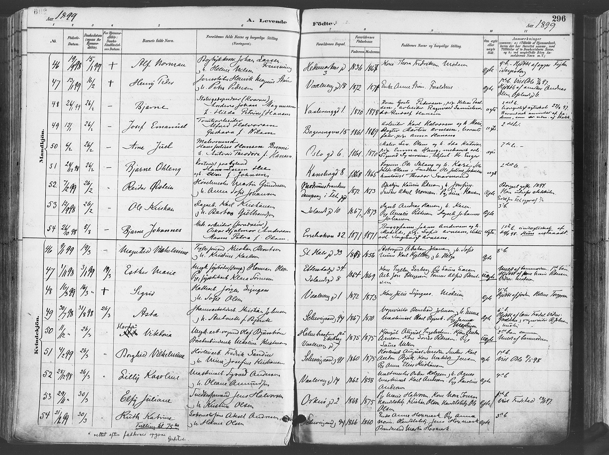 Gamlebyen prestekontor Kirkebøker, SAO/A-10884/F/Fa/L0007: Parish register (official) no. 7, 1889-1899, p. 296