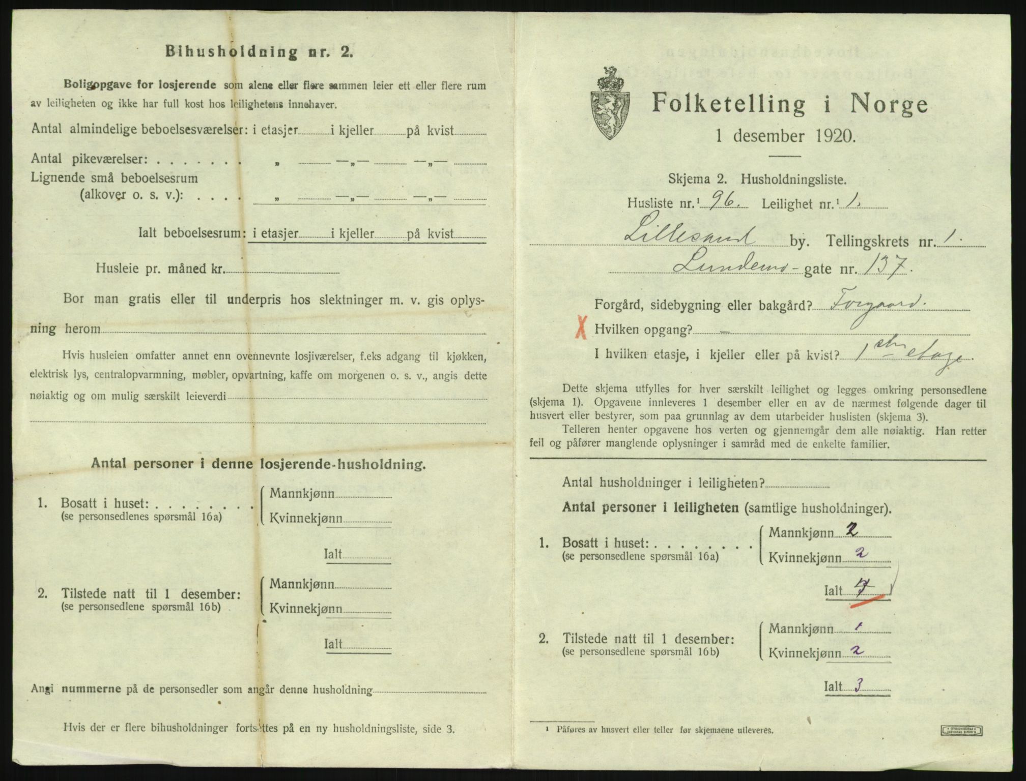 SAK, 1920 census for Lillesand, 1920, p. 779