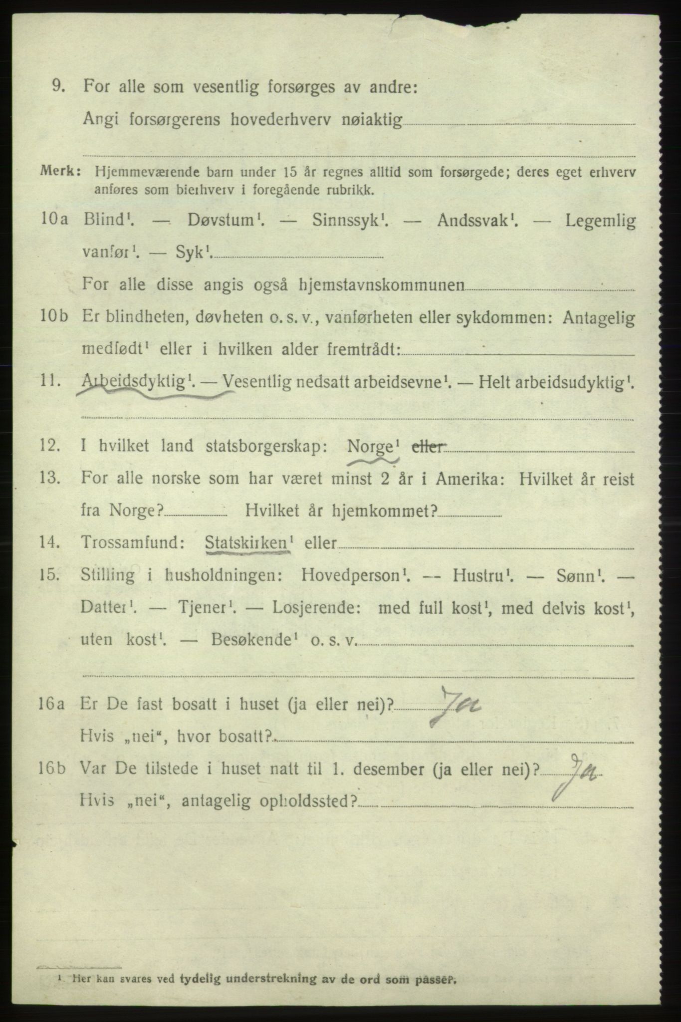 SAB, 1920 census for Fjelberg, 1920, p. 1124