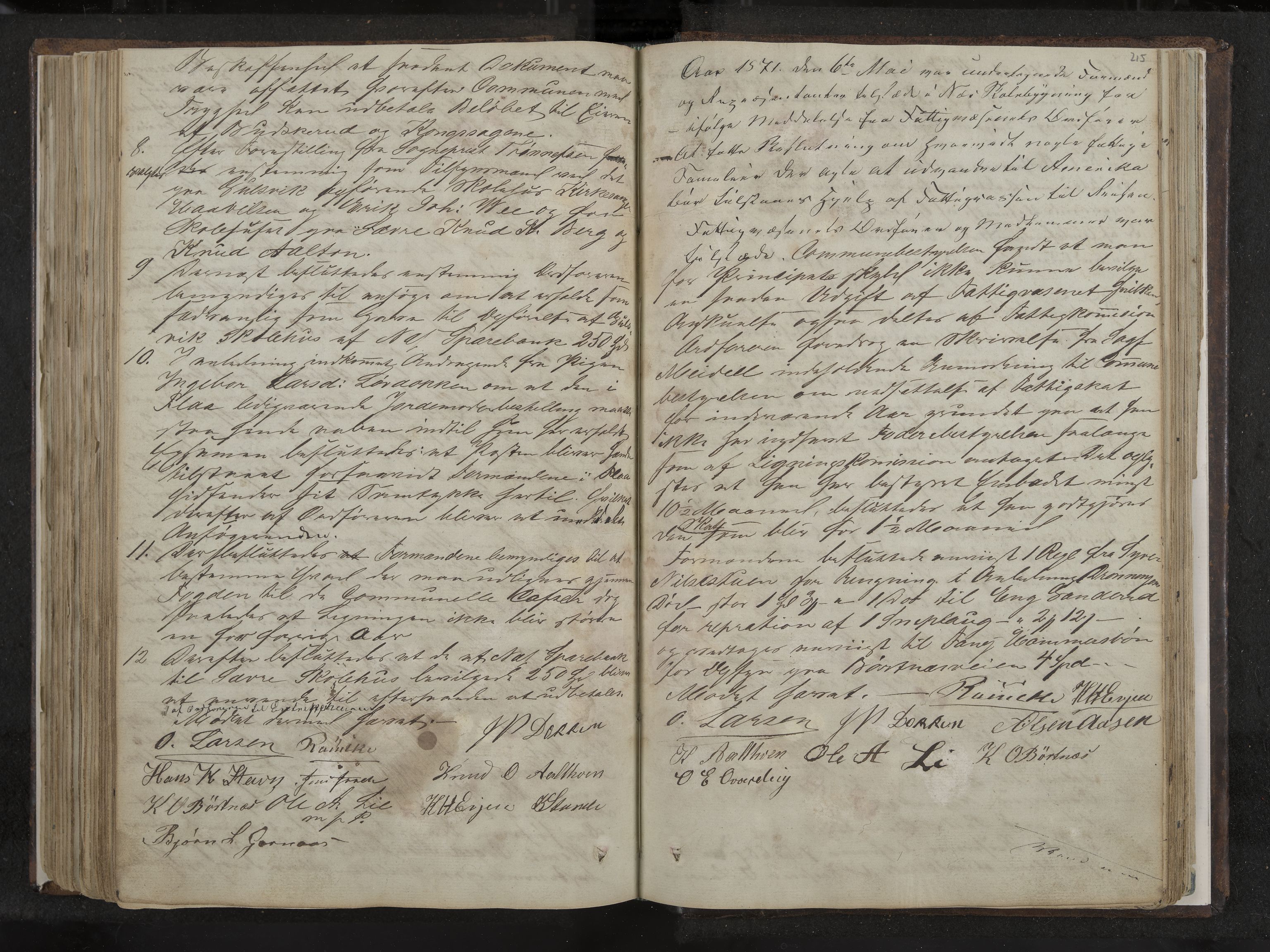 Nes formannskap og sentraladministrasjon, IKAK/0616021-1/A/Aa/L0001: Møtebok med register, 1838-1875, p. 215