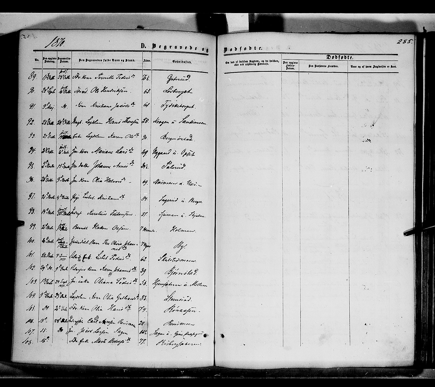 Grue prestekontor, SAH/PREST-036/H/Ha/Haa/L0010: Parish register (official) no. 10, 1864-1873, p. 285