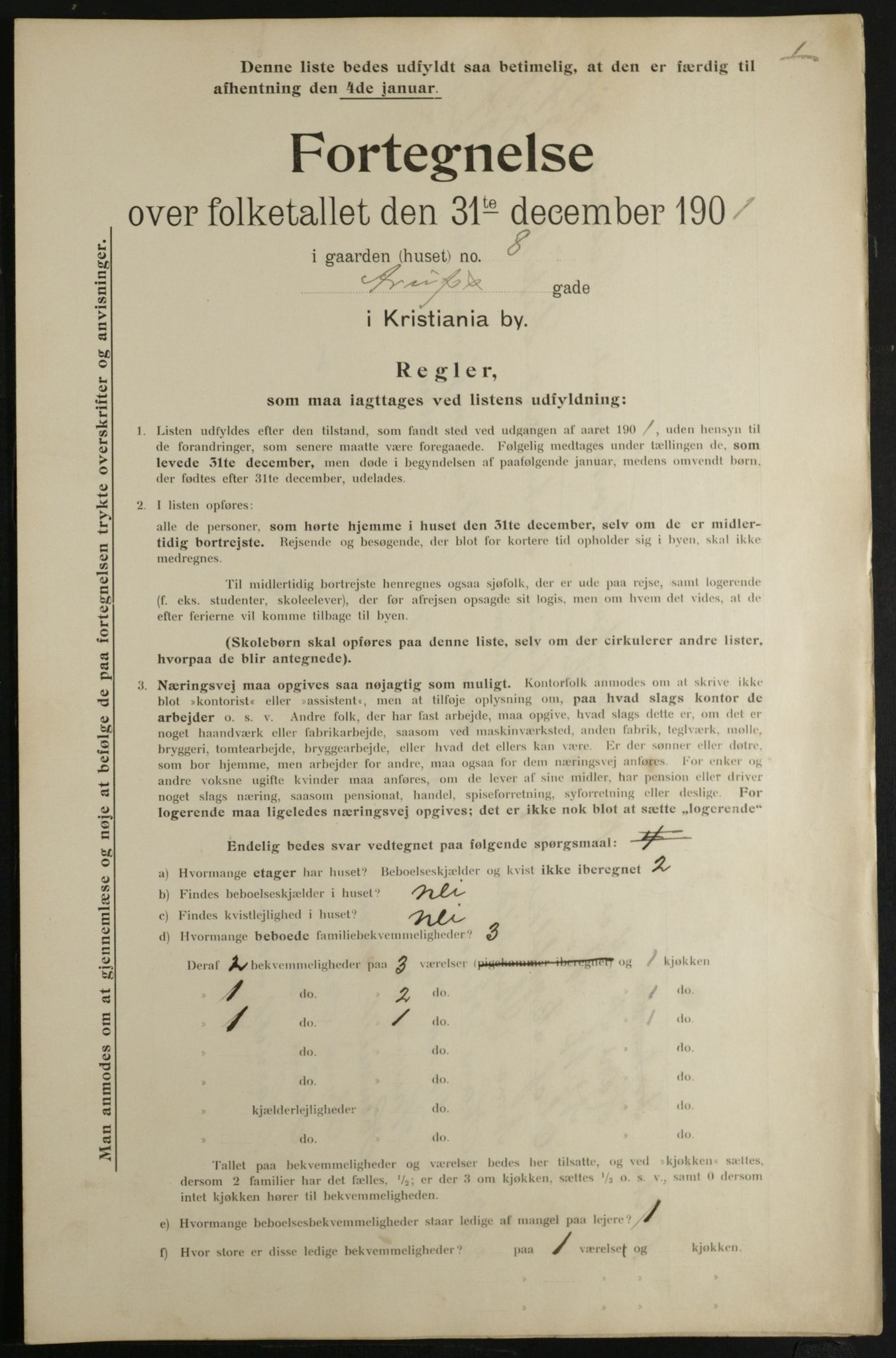 OBA, Municipal Census 1901 for Kristiania, 1901, p. 432