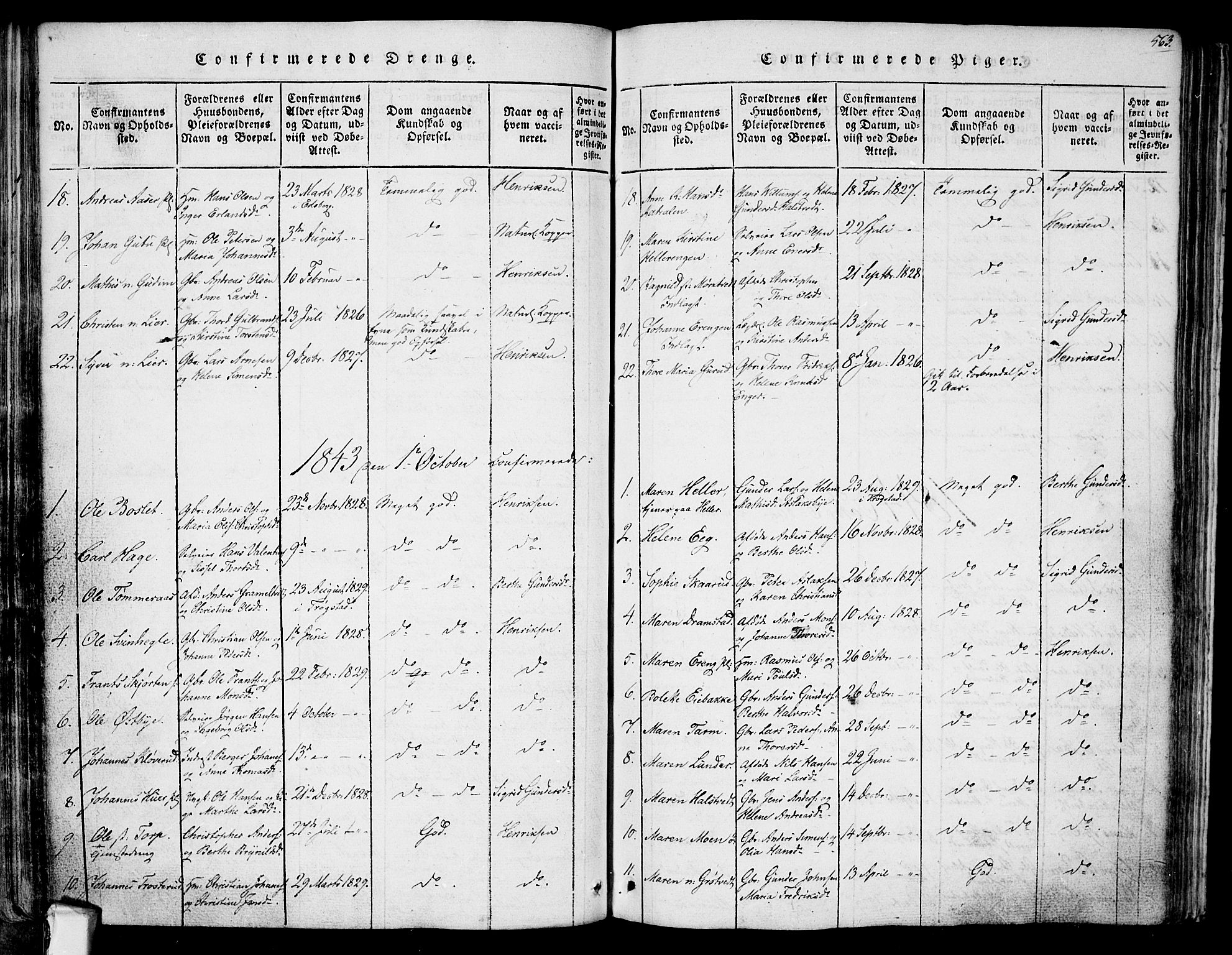 Askim prestekontor Kirkebøker, AV/SAO-A-10900/F/Fa/L0004: Parish register (official) no. 4, 1817-1846, p. 562-563