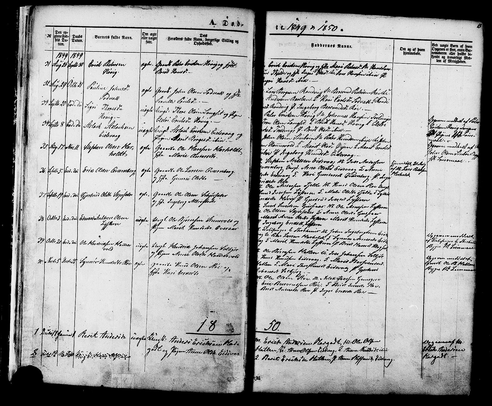 Ministerialprotokoller, klokkerbøker og fødselsregistre - Møre og Romsdal, SAT/A-1454/551/L0625: Parish register (official) no. 551A05, 1846-1879, p. 13