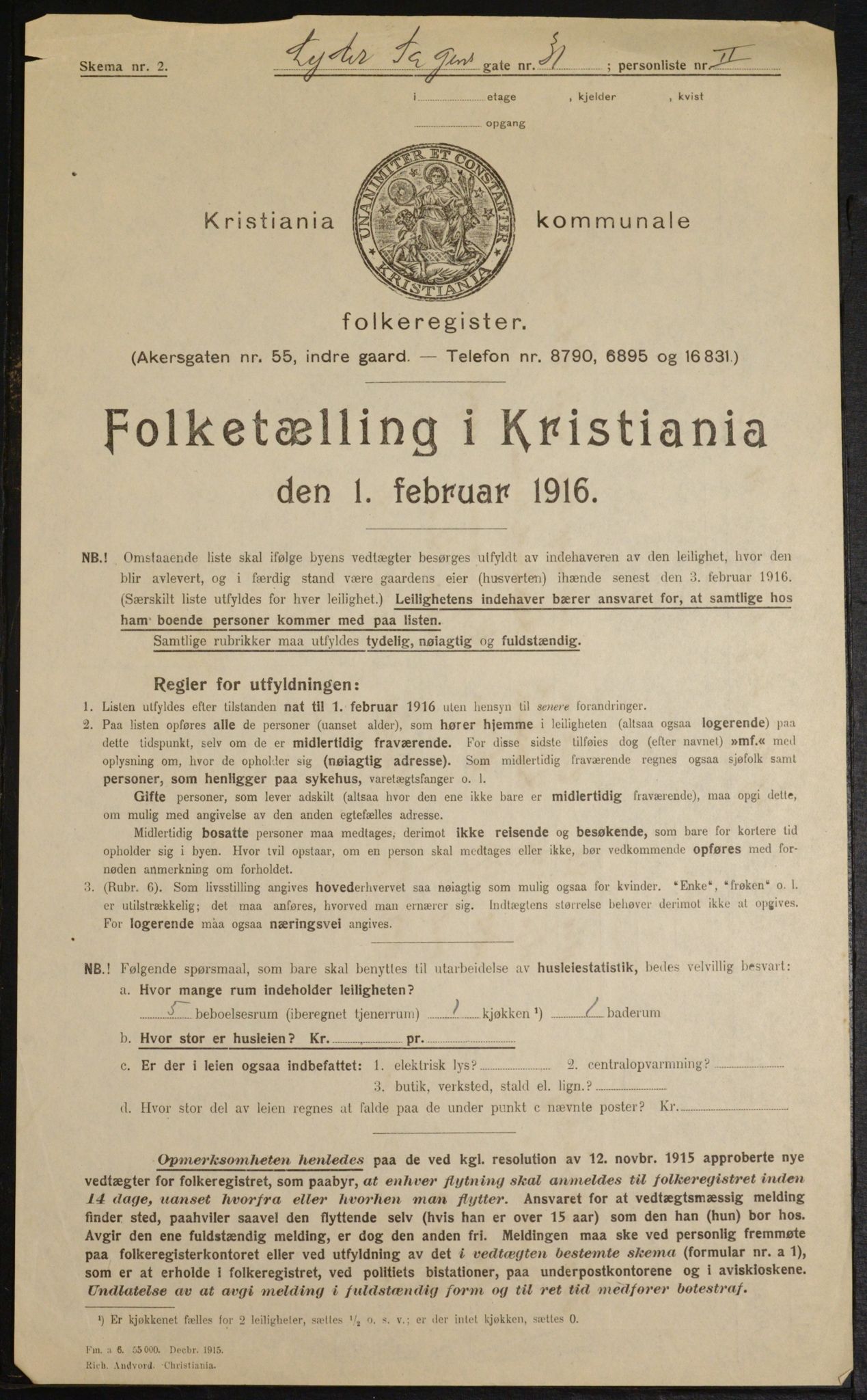 OBA, Municipal Census 1916 for Kristiania, 1916, p. 59866