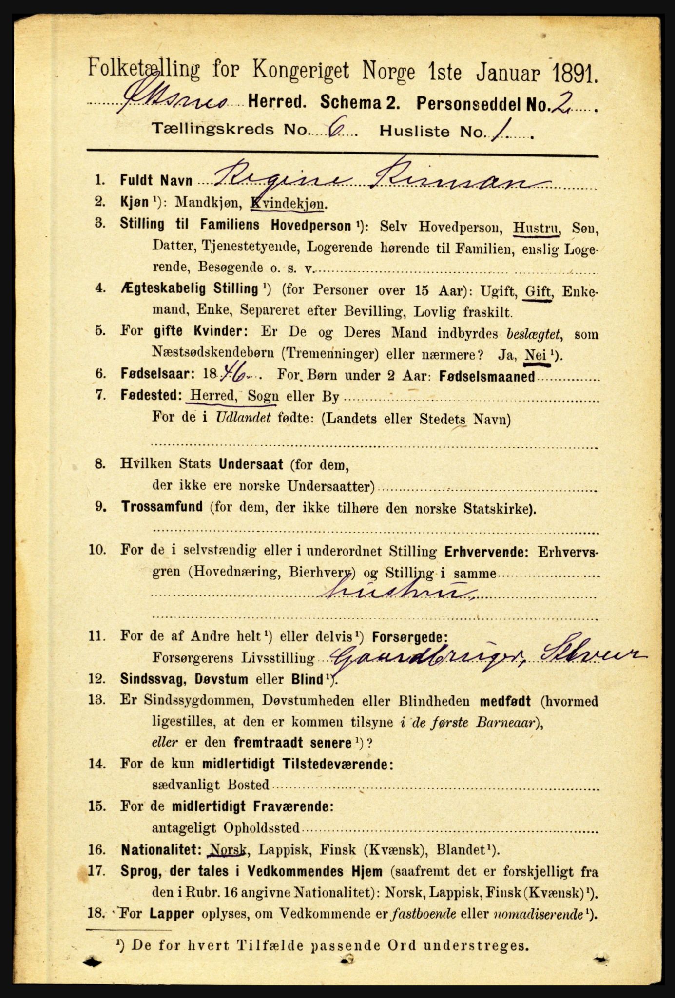 RA, 1891 census for 1868 Øksnes, 1891, p. 2621