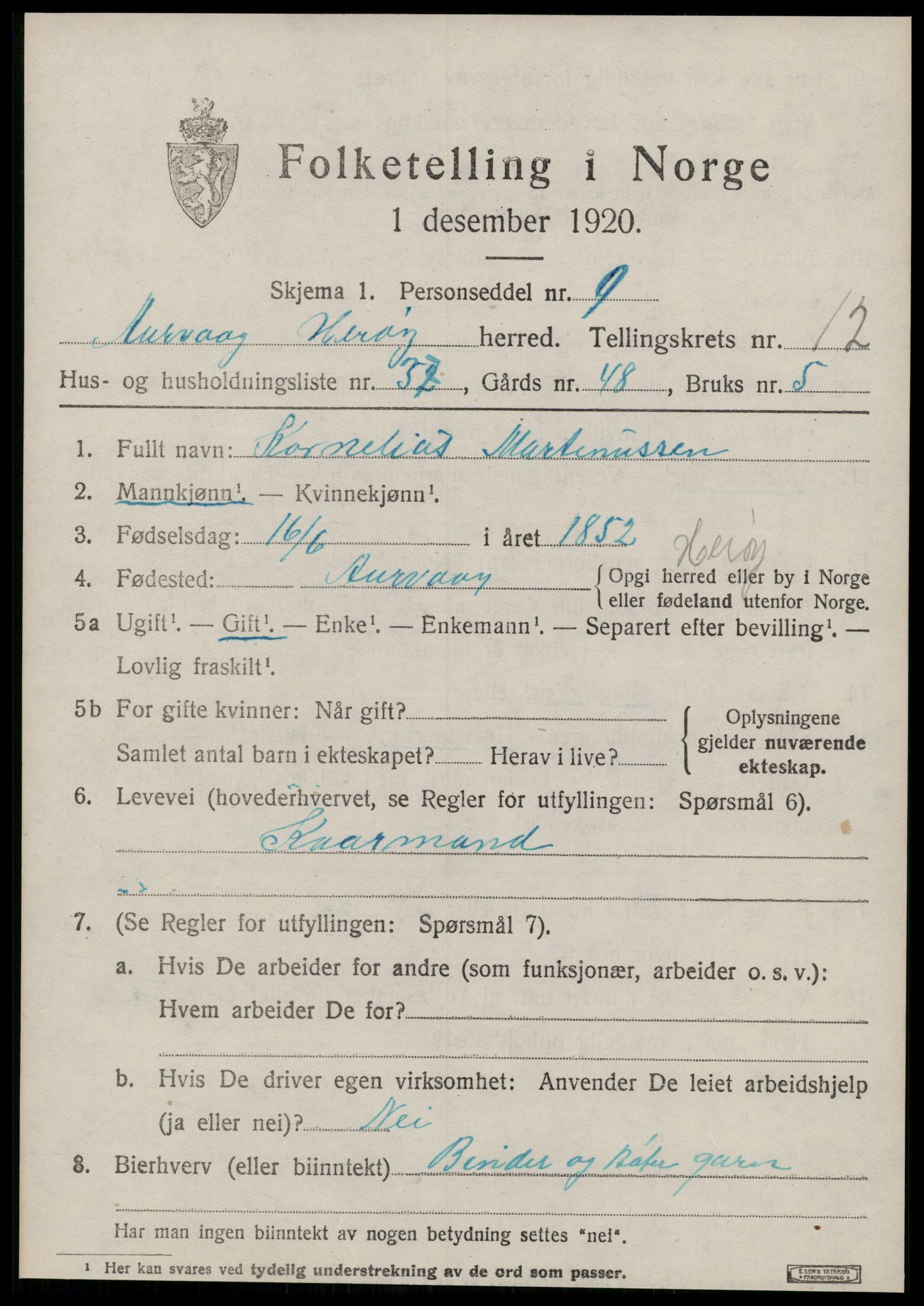 SAT, 1920 census for Herøy (MR), 1920, p. 7825