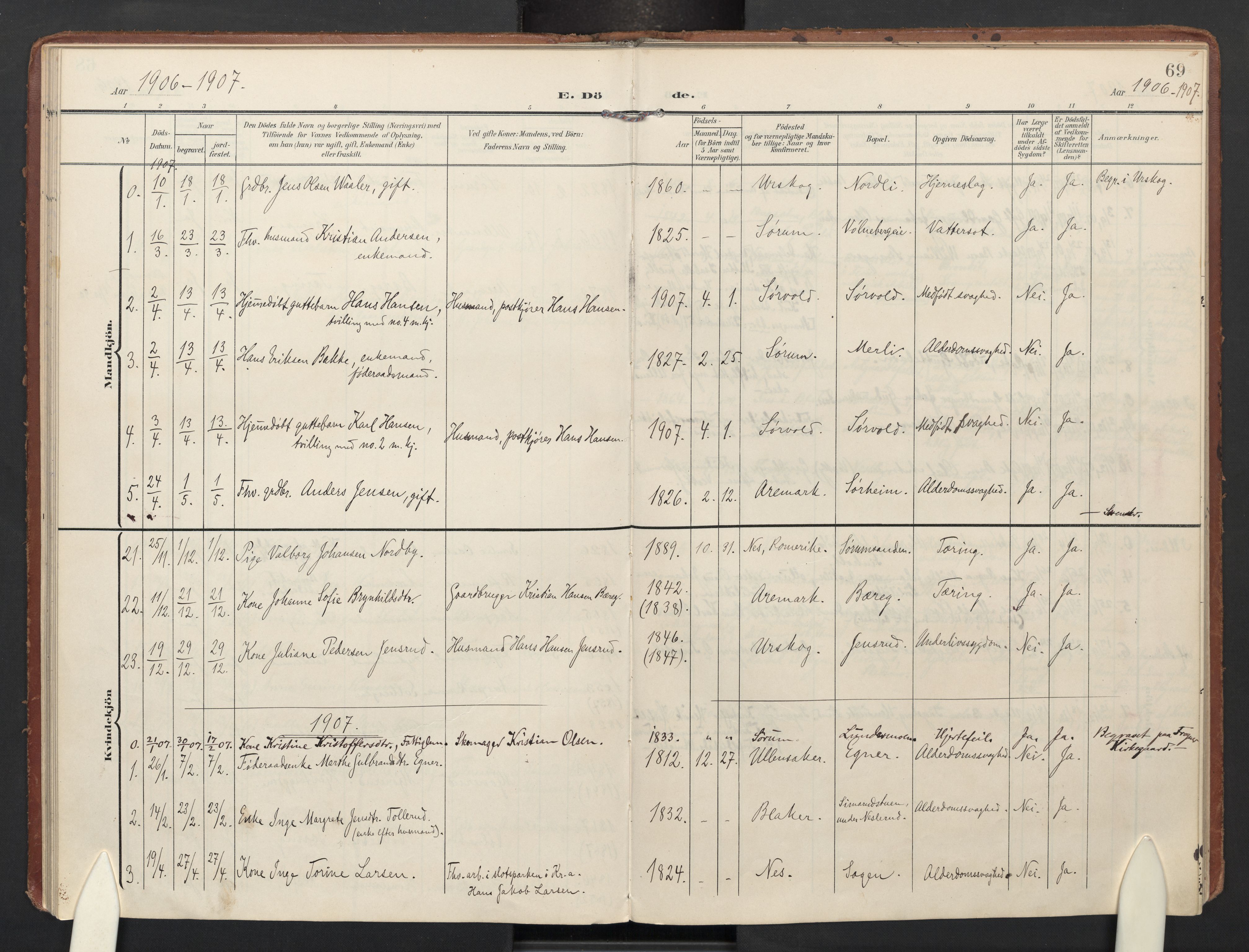 Sørum prestekontor Kirkebøker, AV/SAO-A-10303/F/Fa/L0009: Parish register (official) no. I 9, 1905-1931, p. 69