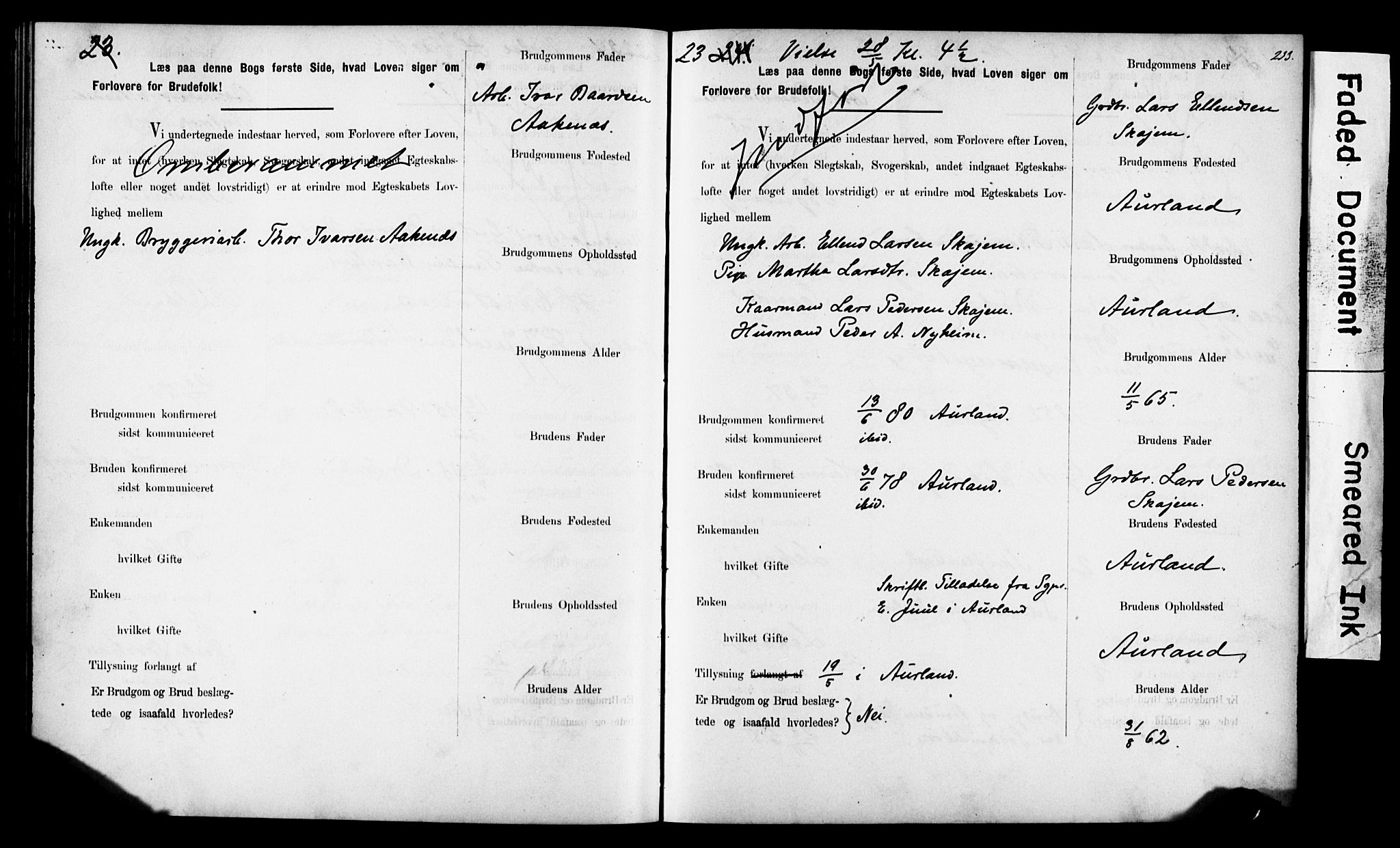 Korskirken sokneprestembete, AV/SAB-A-76101: Best man's statements no. II.5.6, 1889-1898, p. 233