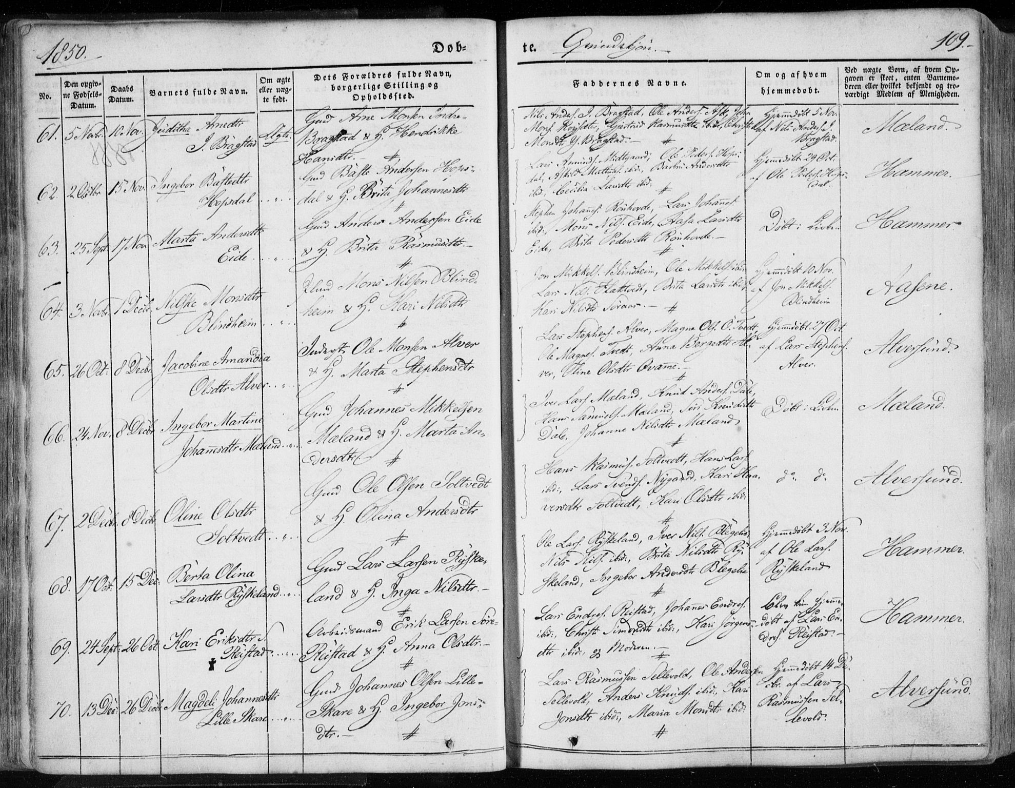 Hamre sokneprestembete, AV/SAB-A-75501/H/Ha/Haa/Haaa/L0013: Parish register (official) no. A 13, 1846-1857, p. 109