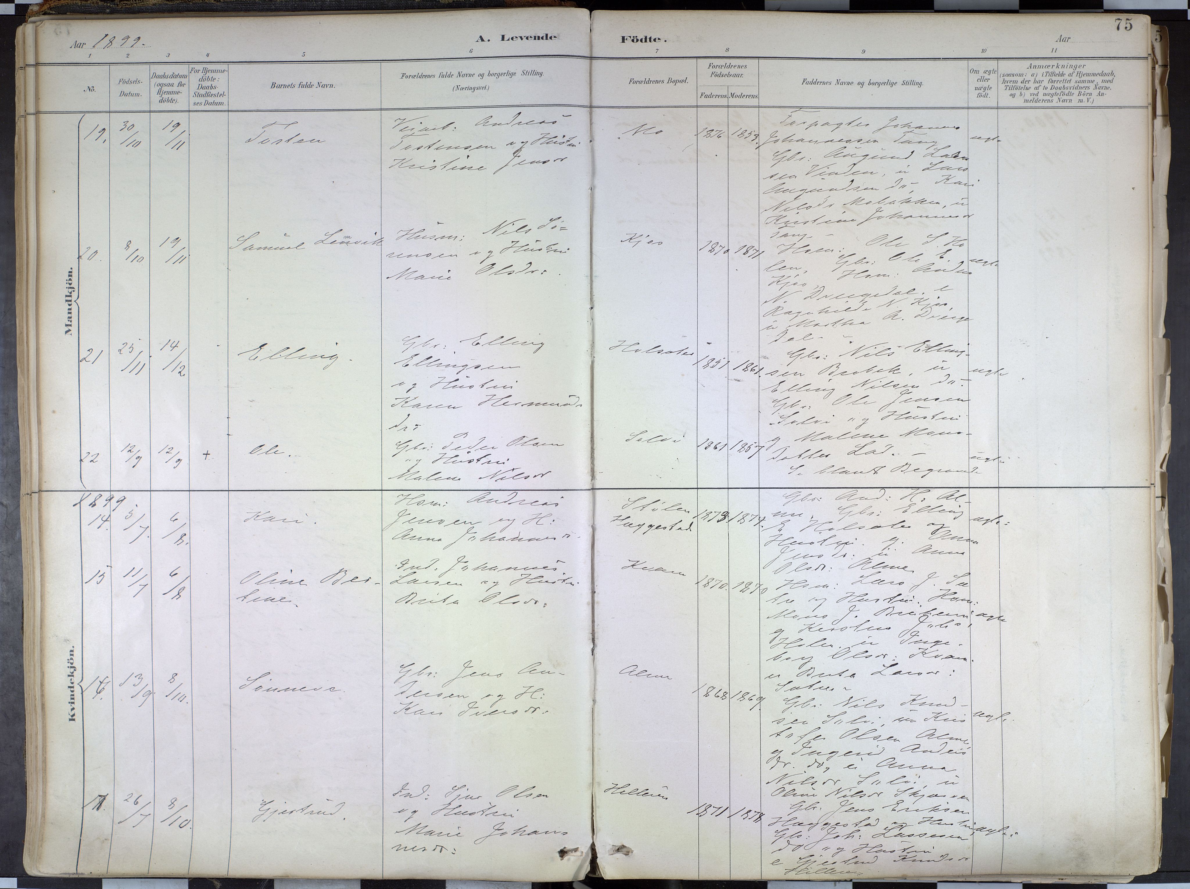 Hafslo sokneprestembete, AV/SAB-A-80301/H/Haa/Haab/L0001: Parish register (official) no. B 1, 1886-1945, p. 75