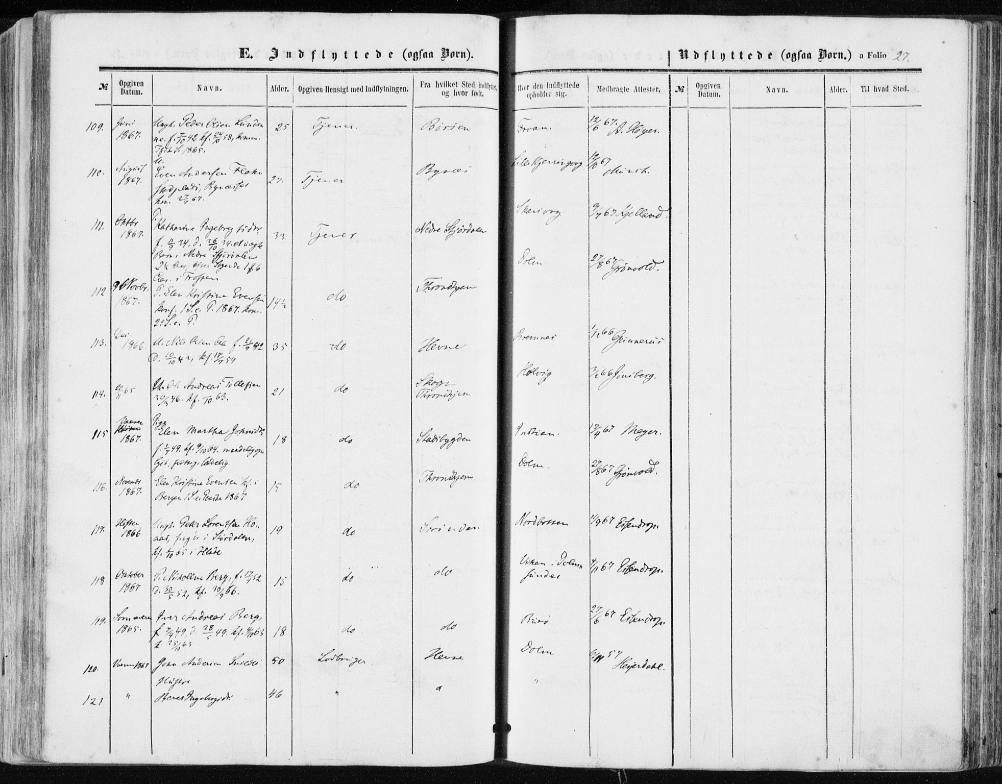 Ministerialprotokoller, klokkerbøker og fødselsregistre - Sør-Trøndelag, SAT/A-1456/634/L0531: Parish register (official) no. 634A07, 1861-1870, p. 27