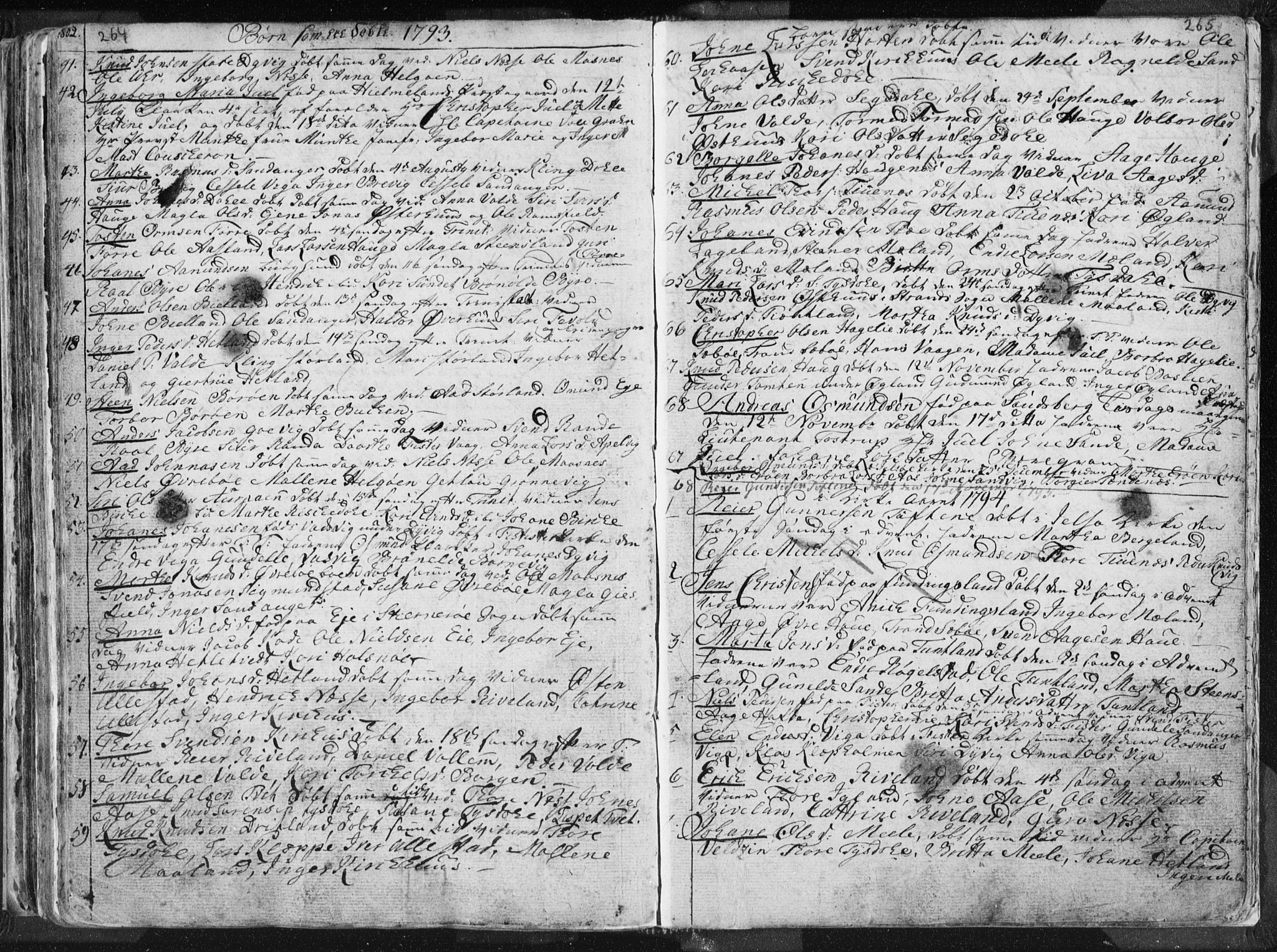 Hjelmeland sokneprestkontor, AV/SAST-A-101843/01/IV/L0001: Parish register (official) no. A 1, 1760-1799, p. 264-265