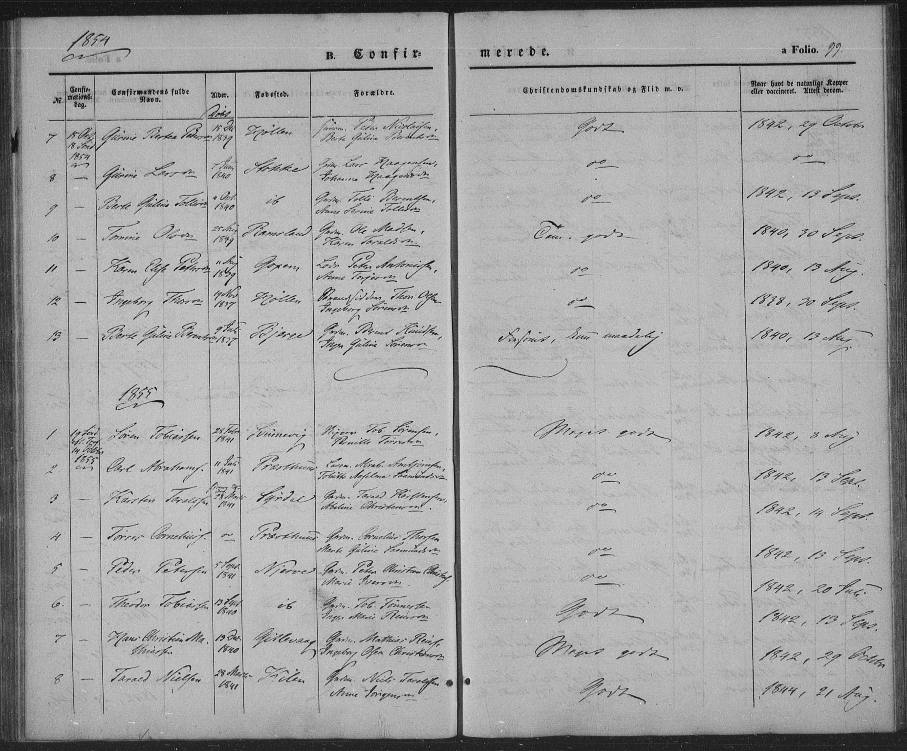 Sør-Audnedal sokneprestkontor, SAK/1111-0039/F/Fa/Faa/L0002: Parish register (official) no. A 2, 1848-1867, p. 99