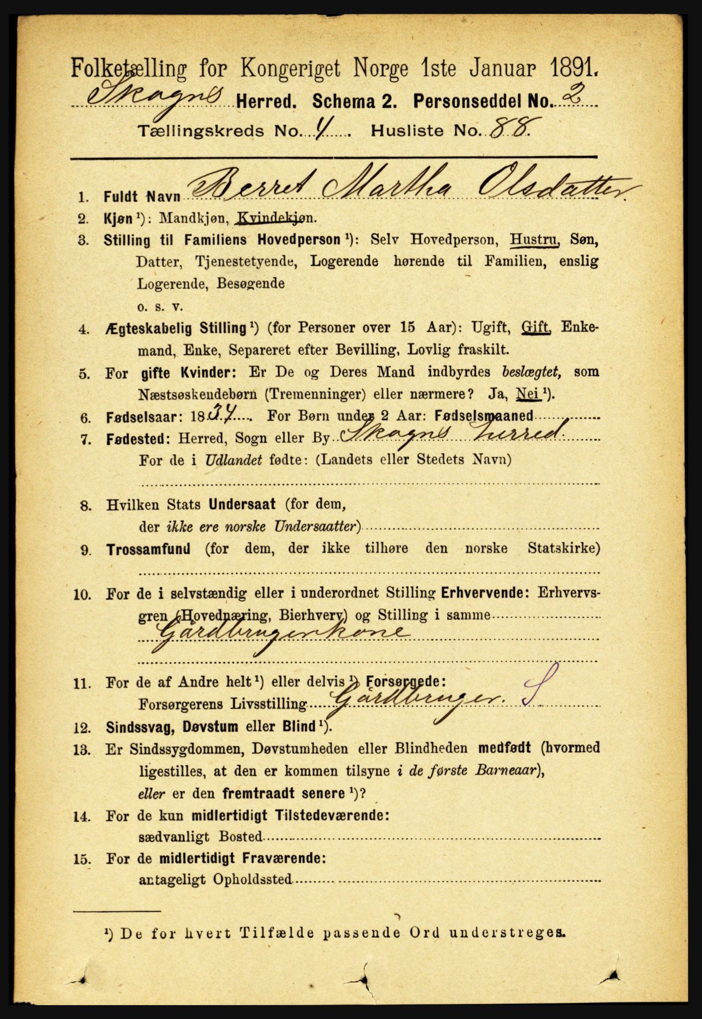 RA, 1891 census for 1719 Skogn, 1891, p. 2833