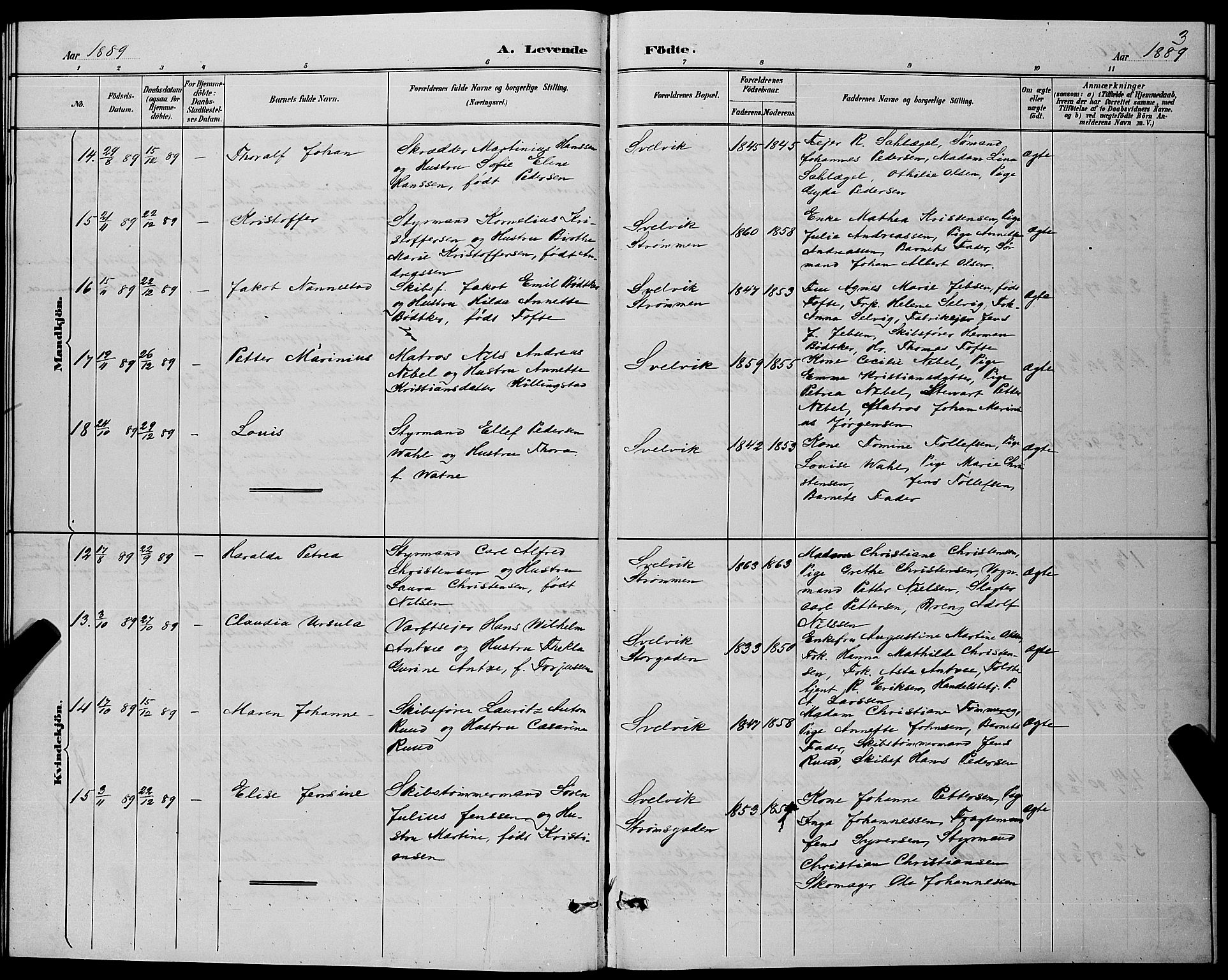 Strømm kirkebøker, AV/SAKO-A-322/G/Gb/L0001: Parish register (copy) no. II 1, 1889-1896, p. 3