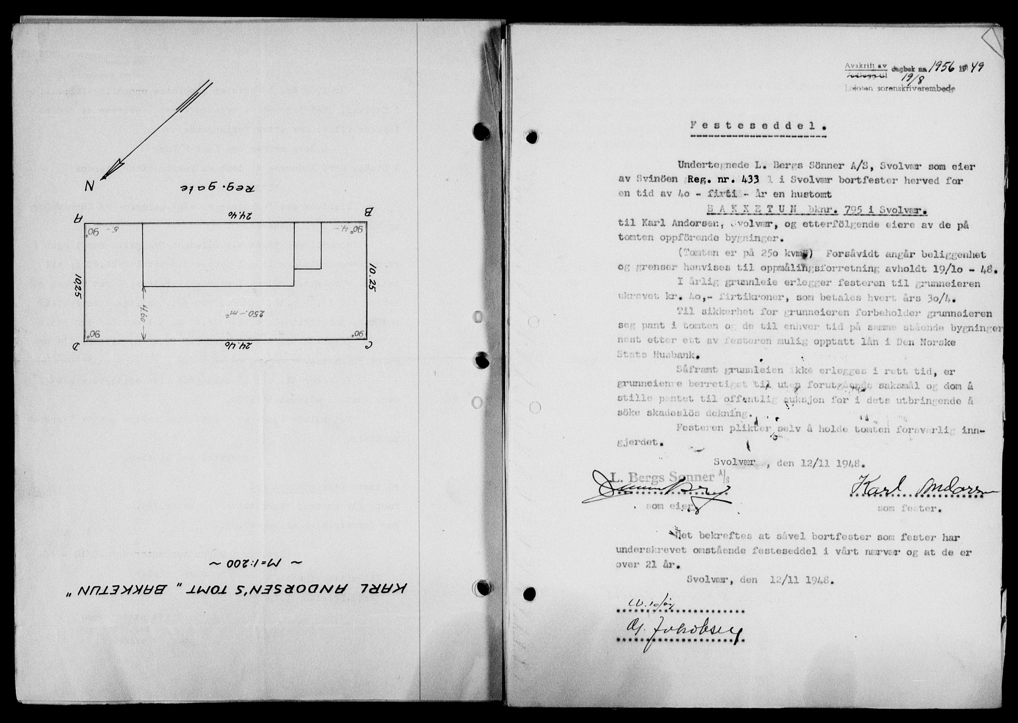 Lofoten sorenskriveri, SAT/A-0017/1/2/2C/L0021a: Mortgage book no. 21a, 1949-1949, Diary no: : 1956/1949