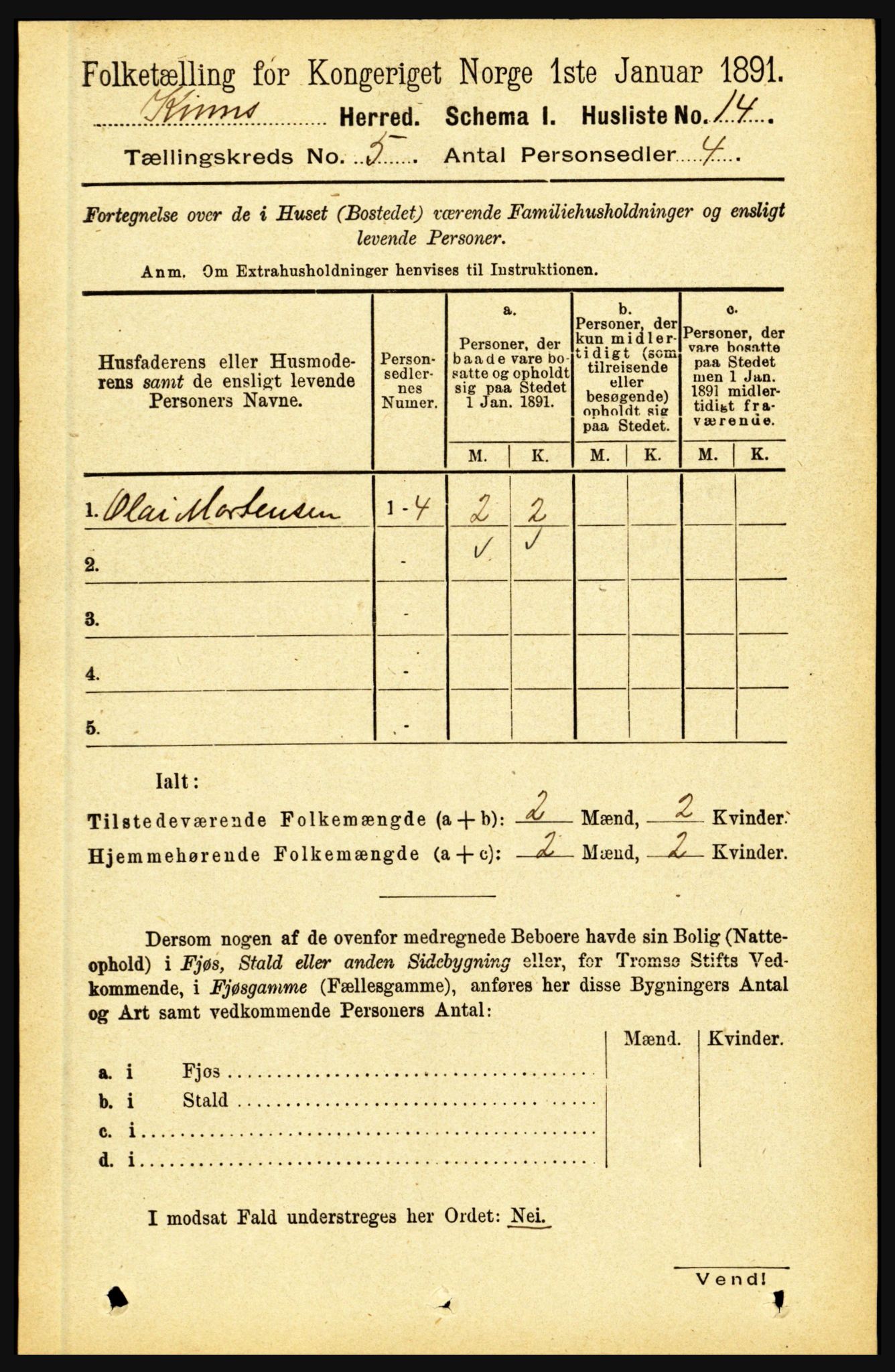 RA, 1891 census for 1437 Kinn, 1891, p. 1753