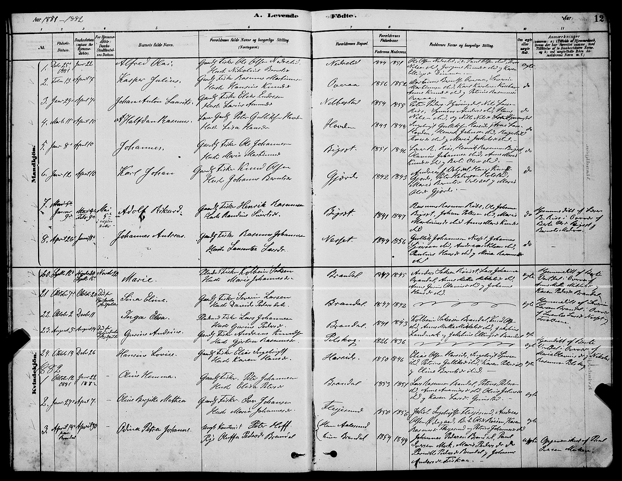 Ministerialprotokoller, klokkerbøker og fødselsregistre - Møre og Romsdal, AV/SAT-A-1454/510/L0125: Parish register (copy) no. 510C02, 1878-1900, p. 12