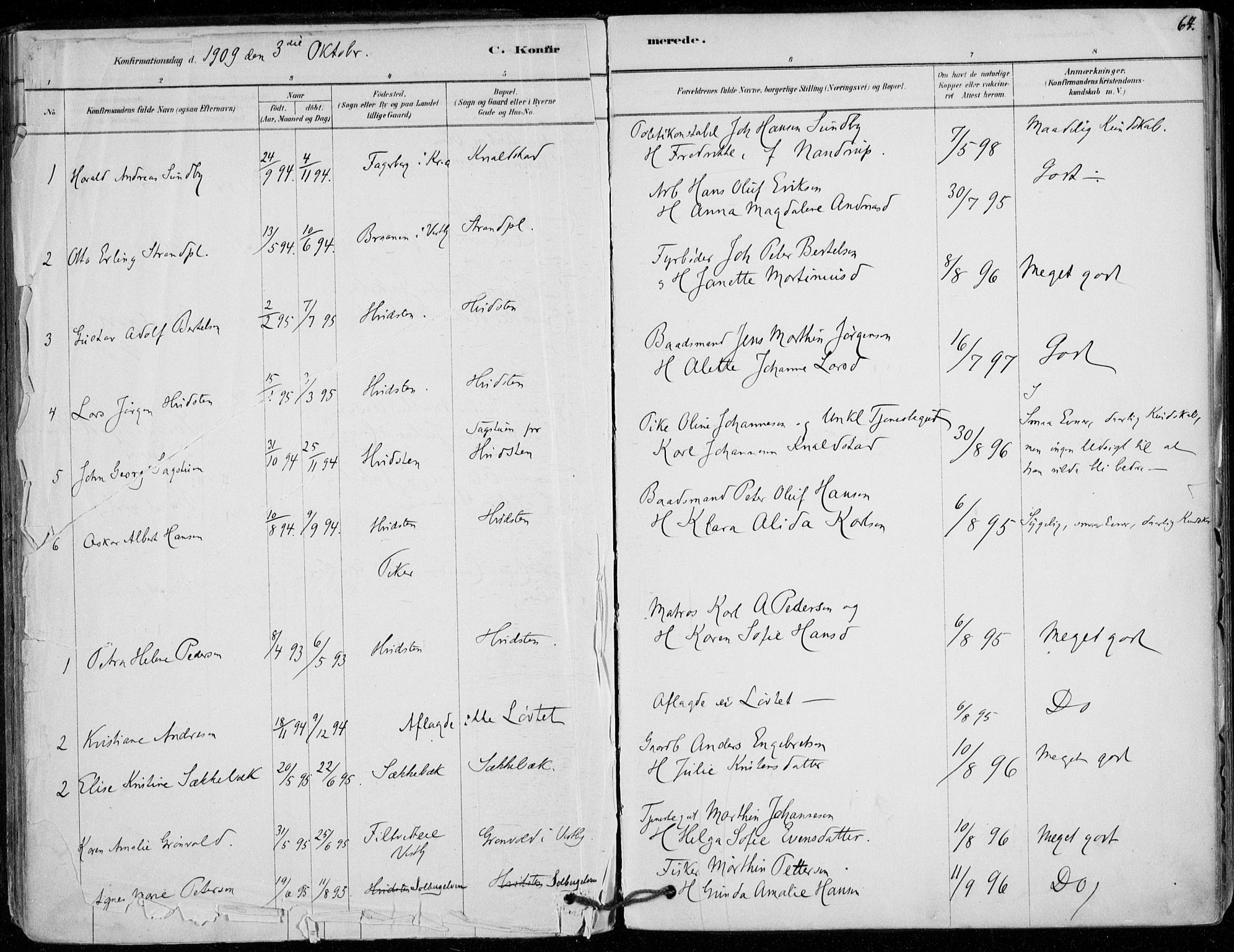 Vestby prestekontor Kirkebøker, SAO/A-10893/F/Fd/L0001: Parish register (official) no. IV 1, 1878-1945, p. 64
