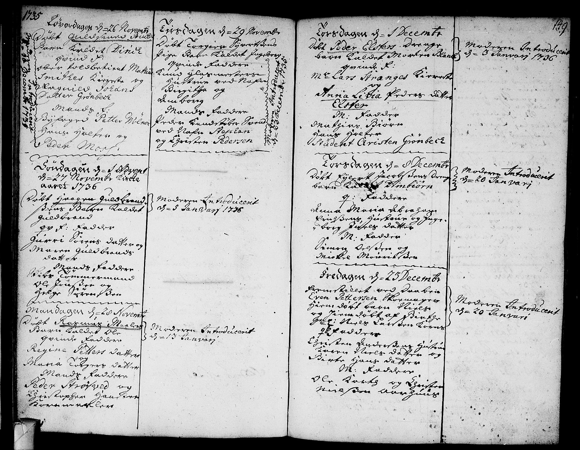 Strømsø kirkebøker, AV/SAKO-A-246/F/Fa/L0005: Parish register (official) no. I 5, 1734-1739, p. 149