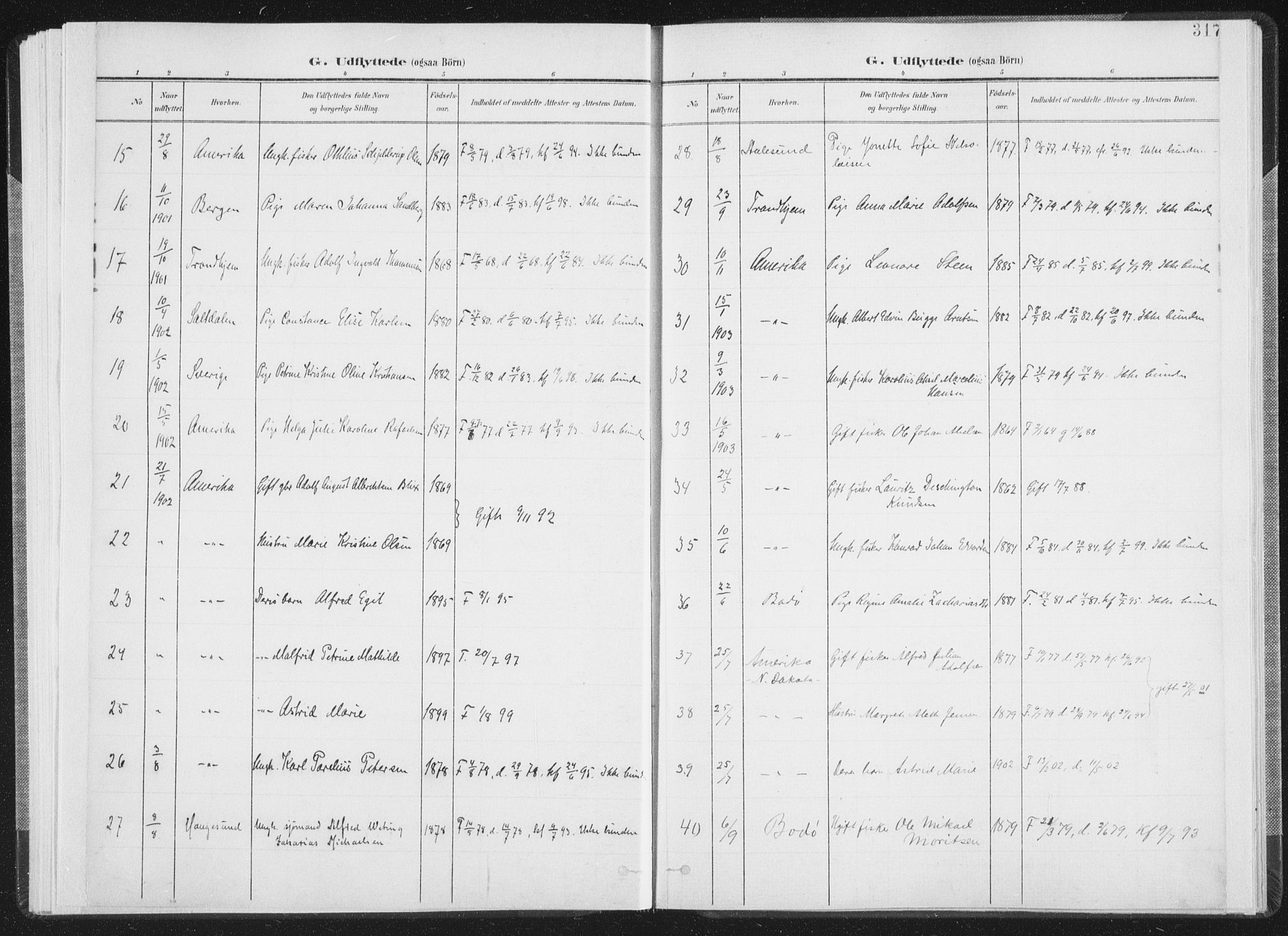 Ministerialprotokoller, klokkerbøker og fødselsregistre - Nordland, SAT/A-1459/805/L0103: Parish register (official) no. 805A08II, 1900-1909, p. 317