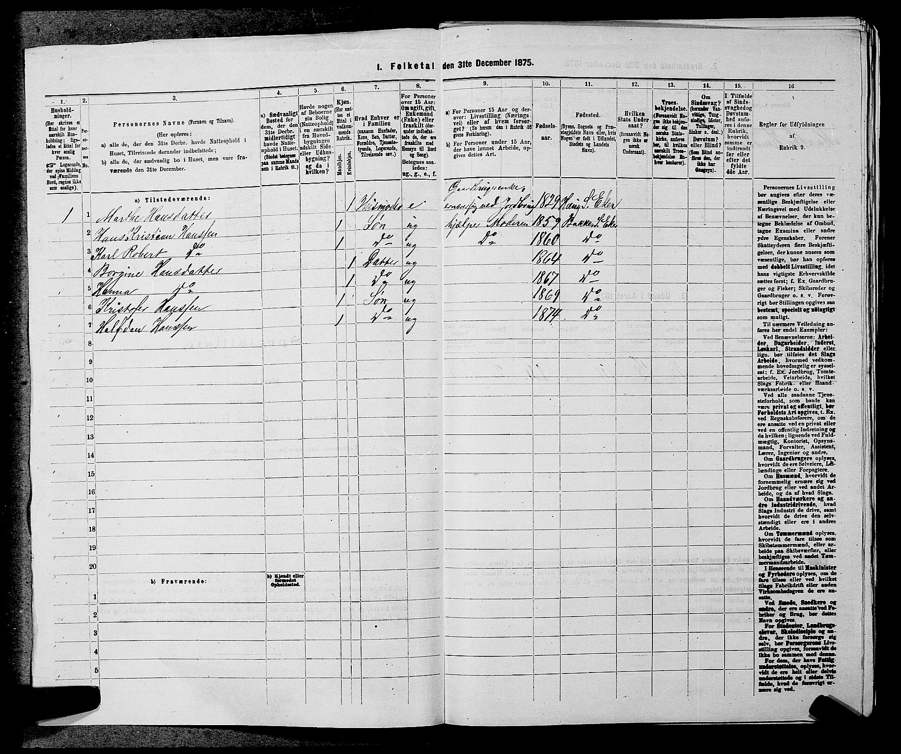 SAKO, 1875 census for 0624P Eiker, 1875, p. 4313