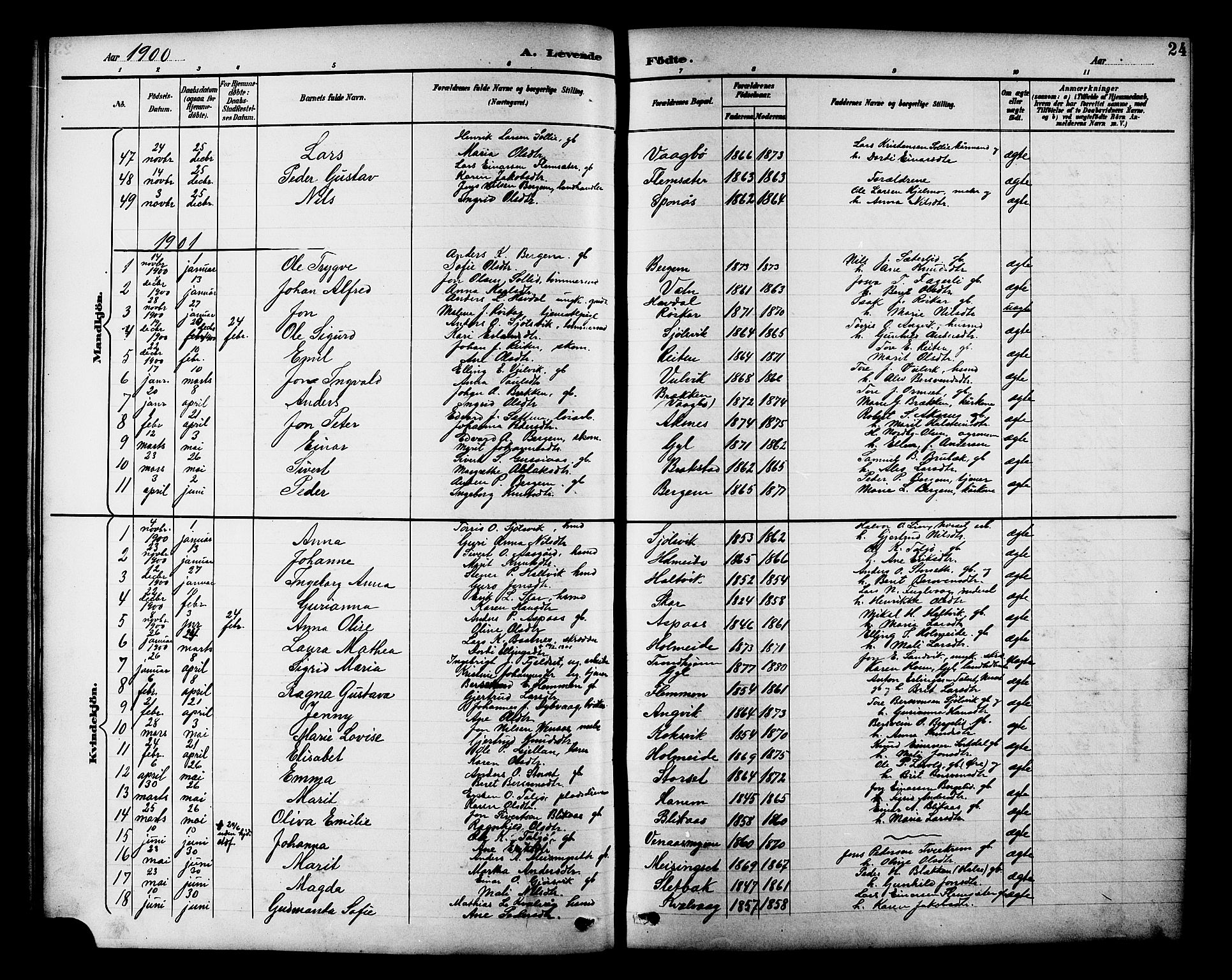 Ministerialprotokoller, klokkerbøker og fødselsregistre - Møre og Romsdal, AV/SAT-A-1454/586/L0992: Parish register (copy) no. 586C03, 1892-1909, p. 24