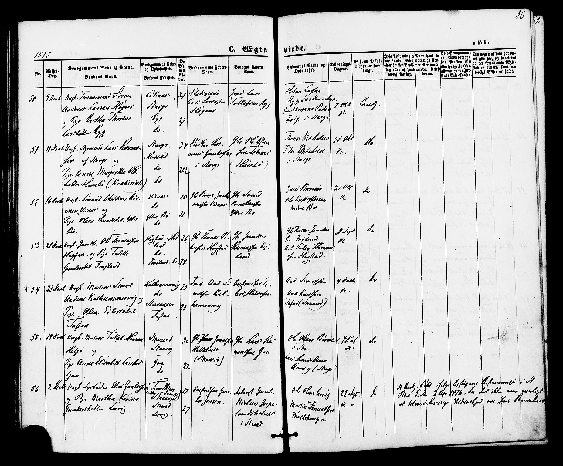 Hetland sokneprestkontor, AV/SAST-A-101826/30/30BA/L0005: Parish register (official) no. A 5, 1869-1884, p. 56