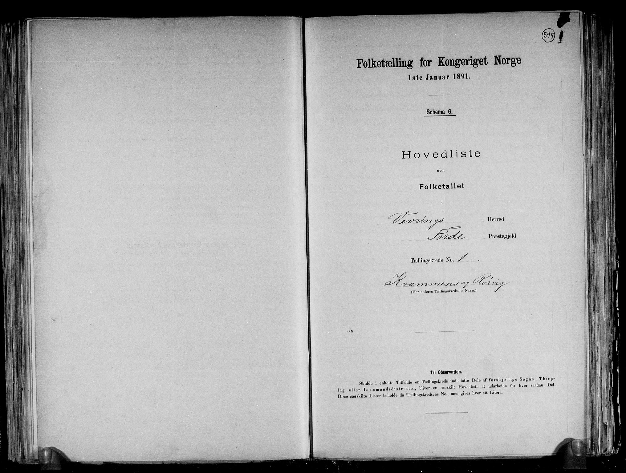 RA, 1891 census for 1434 Vevring, 1891, p. 4