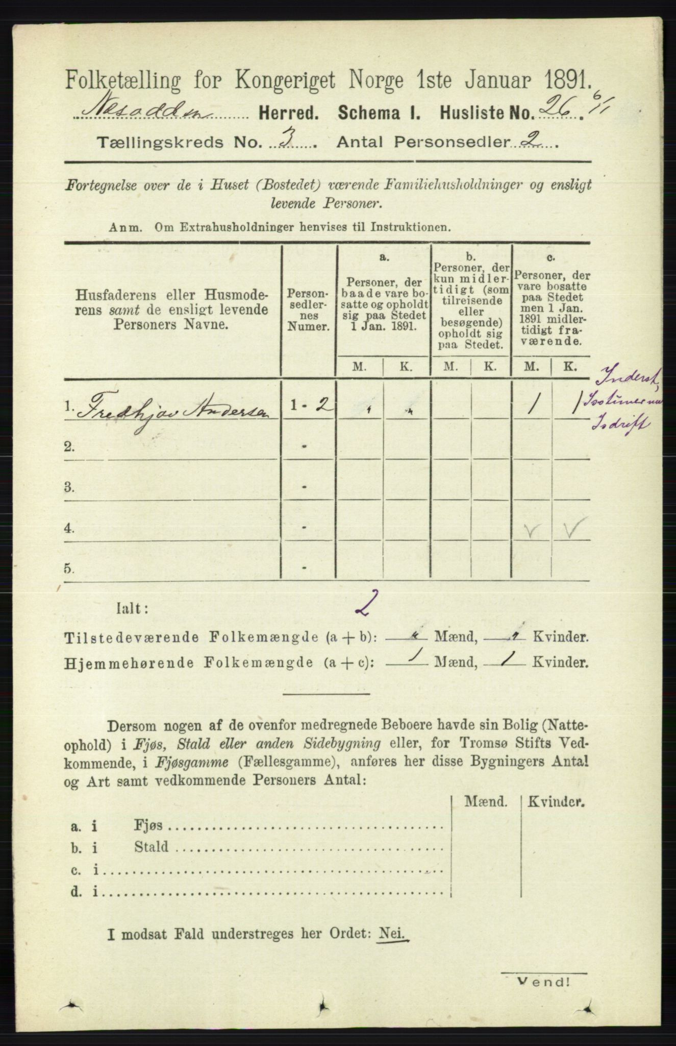 RA, 1891 census for 0216 Nesodden, 1891, p. 991
