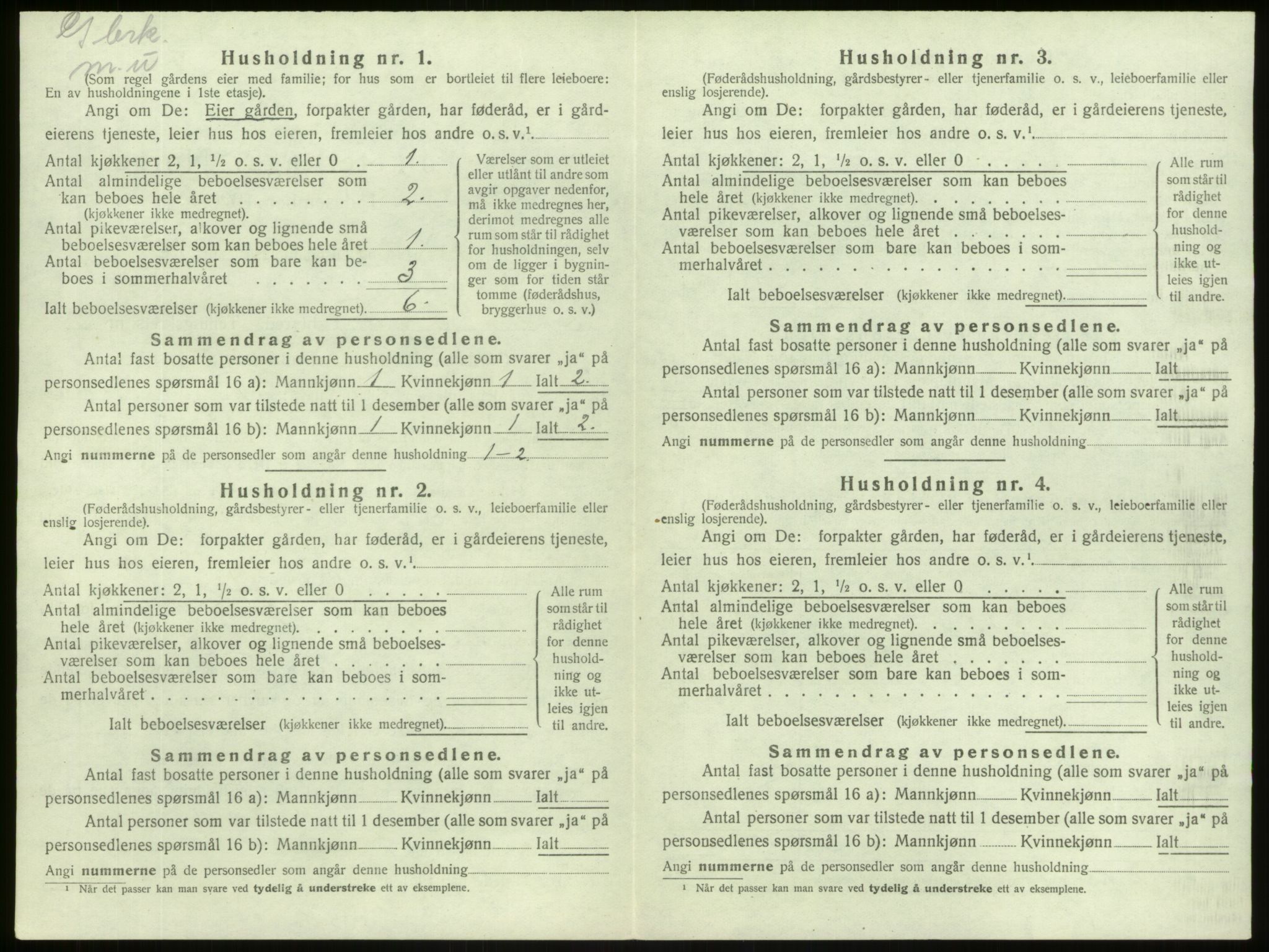 SAB, 1920 census for Lærdal, 1920, p. 306