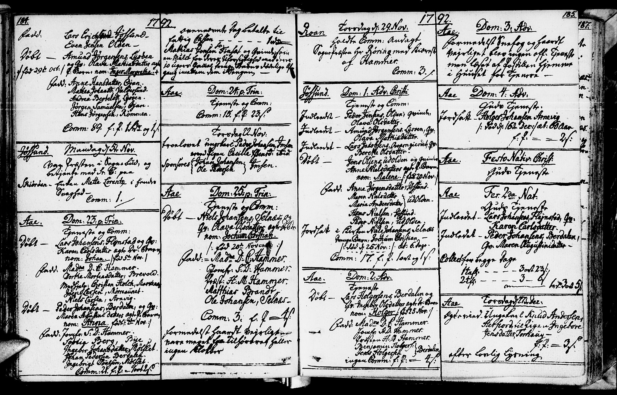 Ministerialprotokoller, klokkerbøker og fødselsregistre - Sør-Trøndelag, SAT/A-1456/655/L0673: Parish register (official) no. 655A02, 1780-1801, p. 184-185