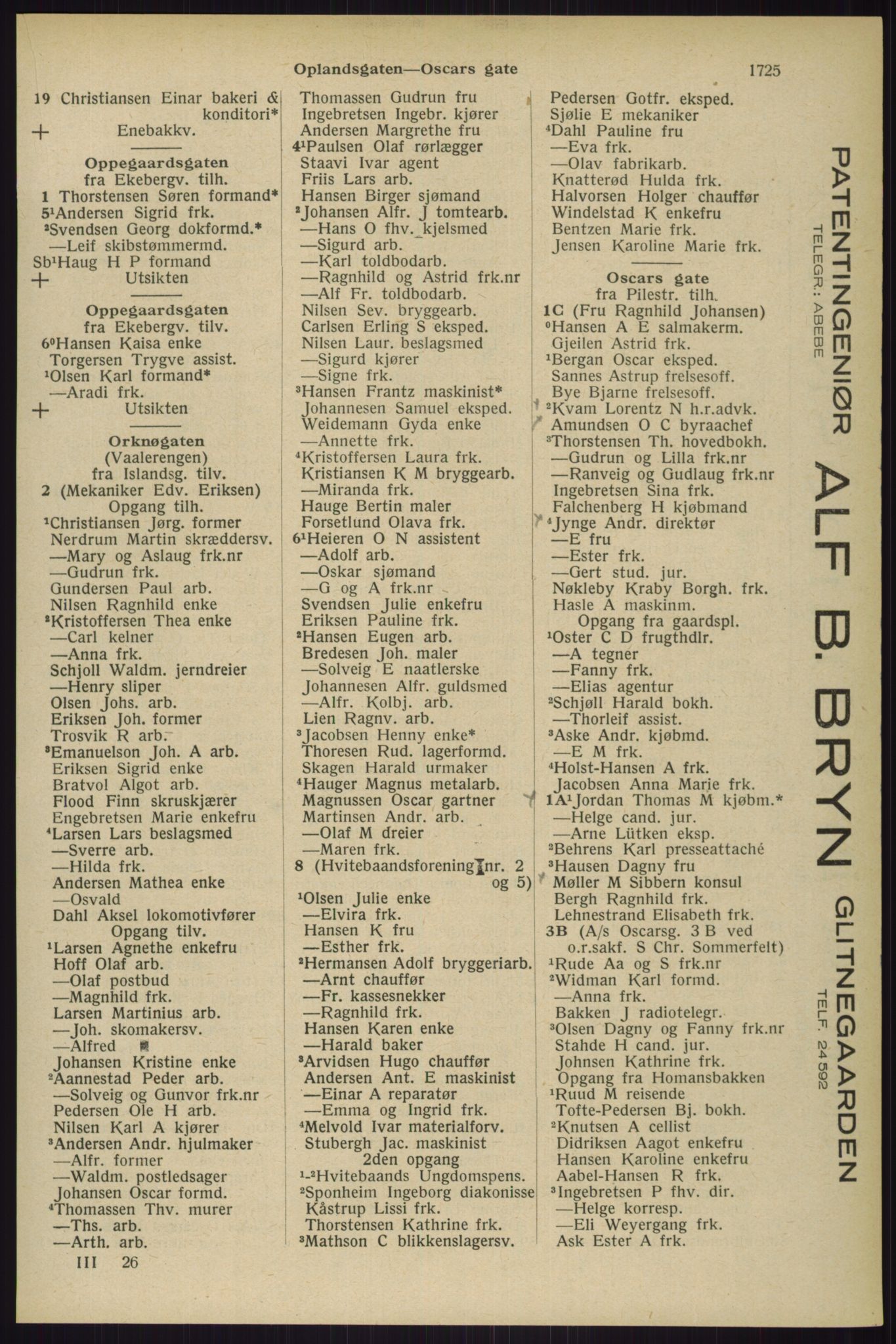 Kristiania/Oslo adressebok, PUBL/-, 1929, p. 1725