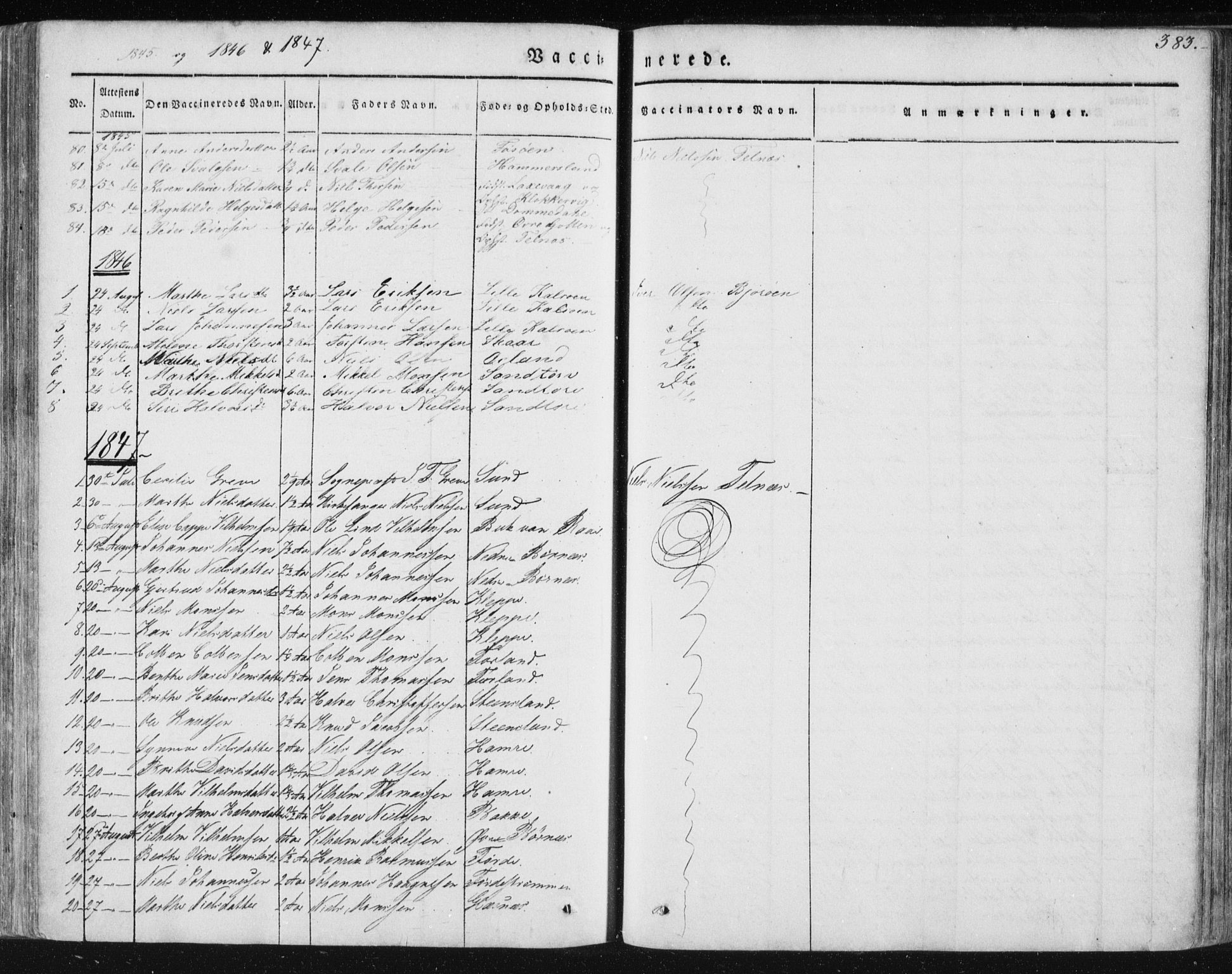 Sund sokneprestembete, SAB/A-99930: Parish register (official) no. A 13, 1835-1849, p. 383
