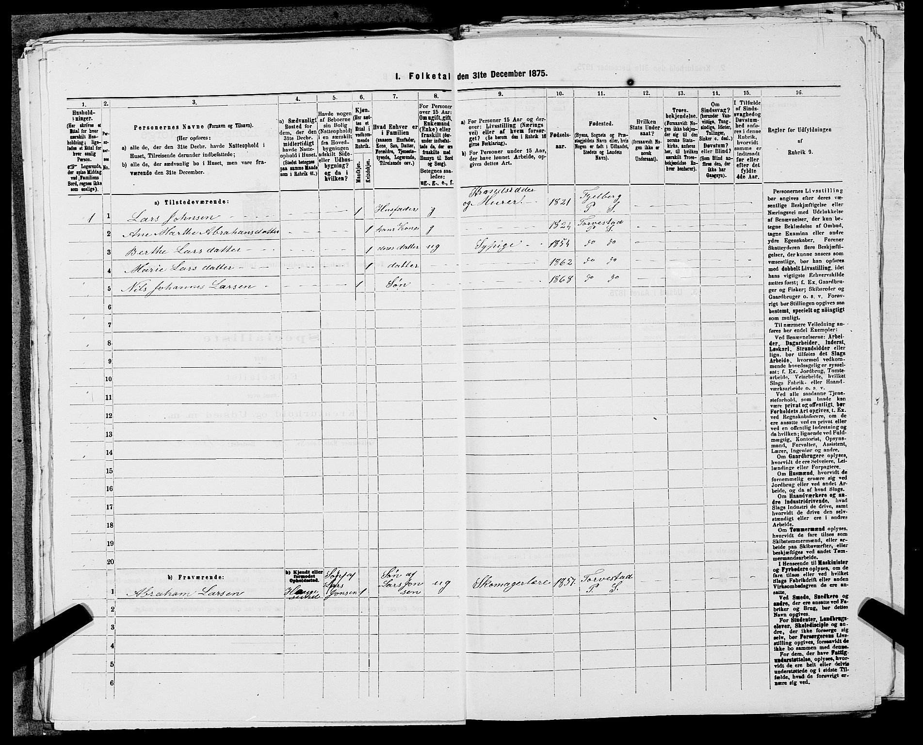 SAST, 1875 census for 1152L Torvastad/Torvastad, Skåre og Utsira, 1875, p. 620