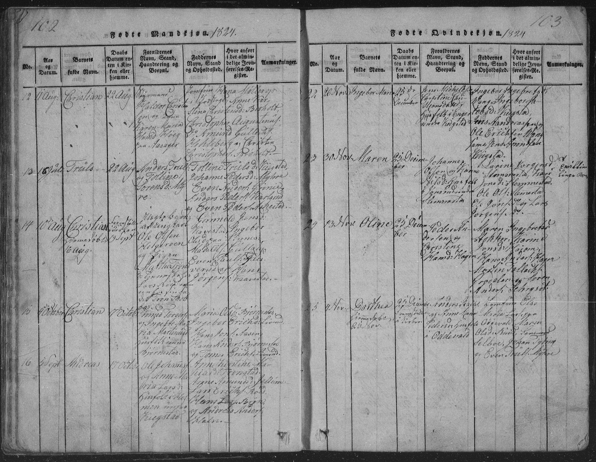 Røyken kirkebøker, SAKO/A-241/G/Ga/L0003: Parish register (copy) no. 3, 1814-1856, p. 102-103