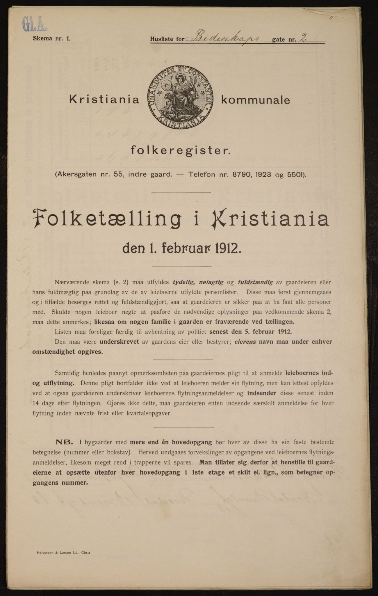 OBA, Municipal Census 1912 for Kristiania, 1912, p. 4732