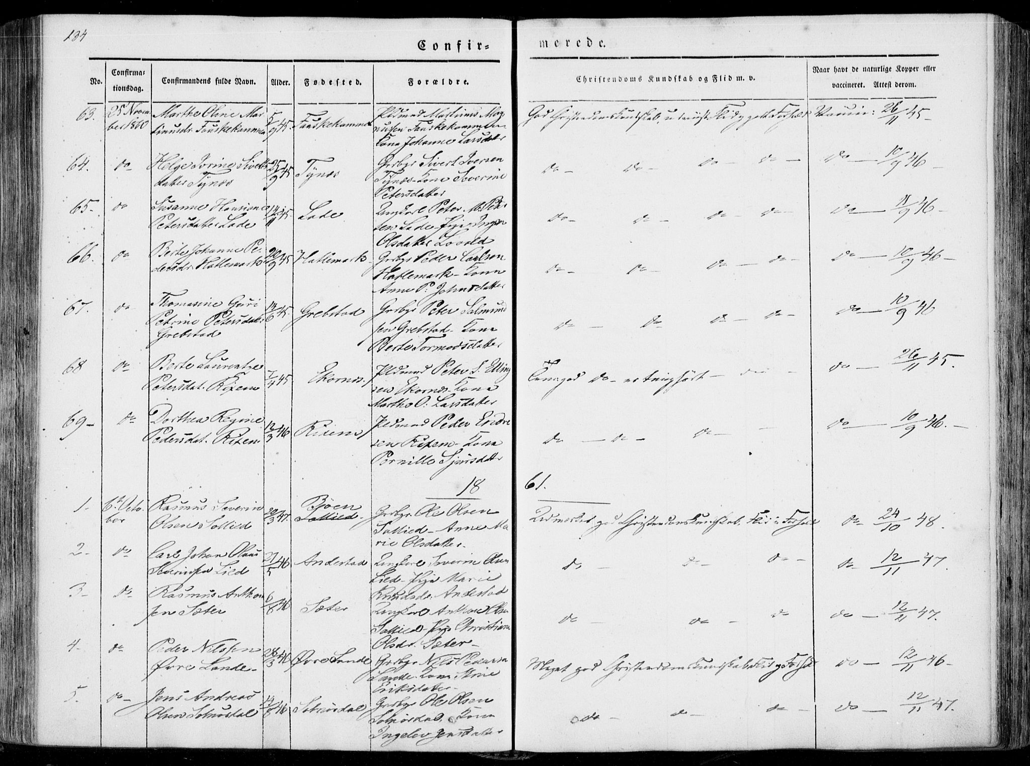 Ministerialprotokoller, klokkerbøker og fødselsregistre - Møre og Romsdal, SAT/A-1454/522/L0313: Parish register (official) no. 522A08, 1852-1862, p. 134