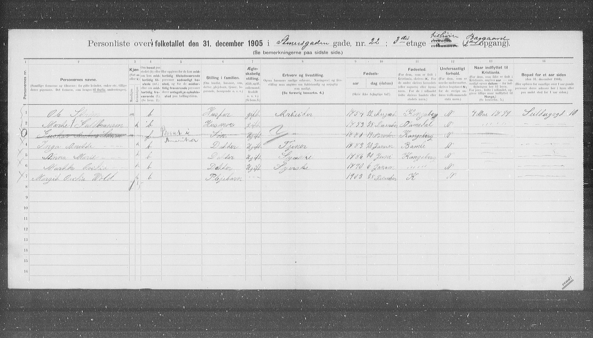 OBA, Municipal Census 1905 for Kristiania, 1905, p. 52194