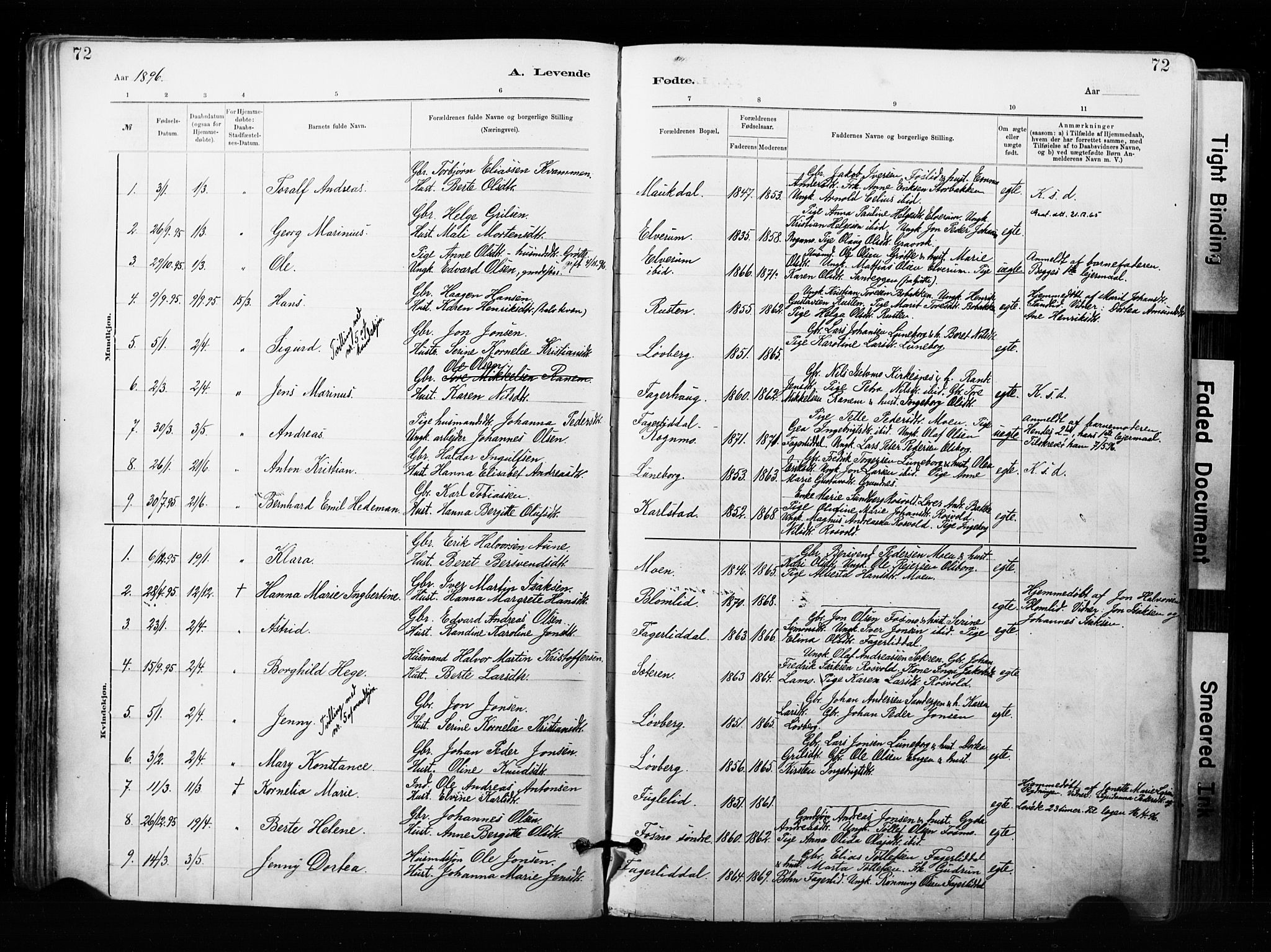Målselv sokneprestembete, SATØ/S-1311/G/Ga/Gaa/L0007kirke: Parish register (official) no. 7, 1884-1903, p. 72