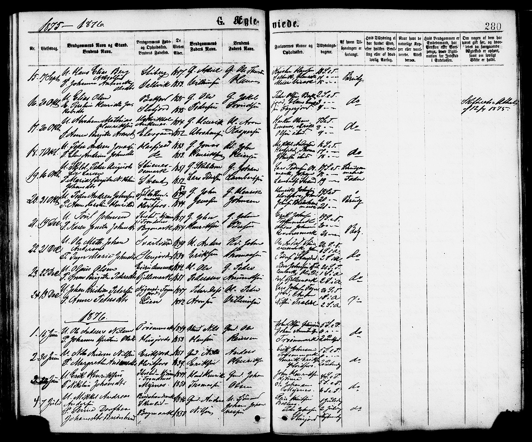 Ministerialprotokoller, klokkerbøker og fødselsregistre - Nordland, AV/SAT-A-1459/863/L0897: Parish register (official) no. 863A09, 1872-1886, p. 280