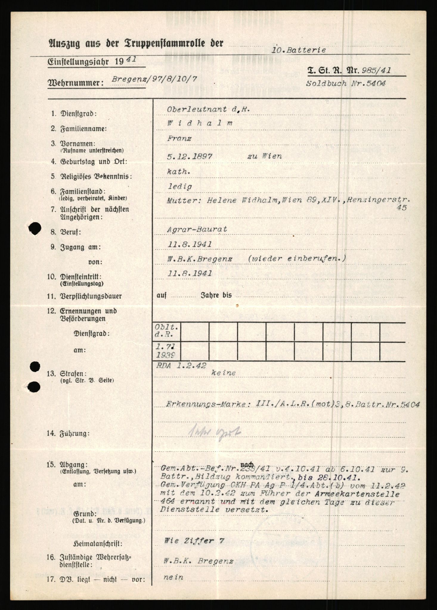 Forsvarets Overkommando. 2 kontor. Arkiv 11.4. Spredte tyske arkivsaker, AV/RA-RAFA-7031/D/Dar/Dara/L0019: Personalbøker og diverse, 1940-1945, p. 516