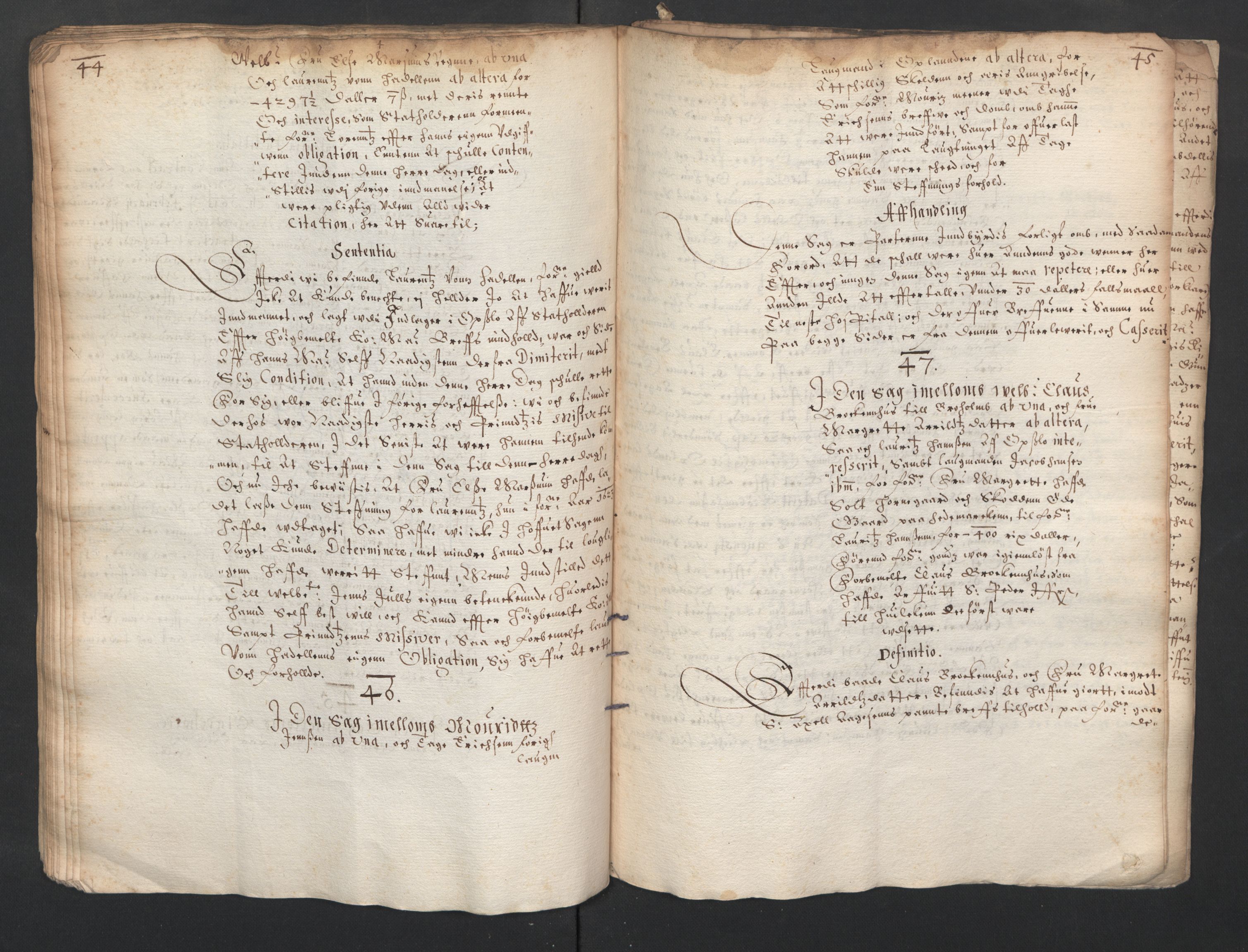 Herredagen 1539-1664  (Kongens Retterting), RA/EA-2882/A/L0015: Avsiktsbok, 1625, p. 44-45