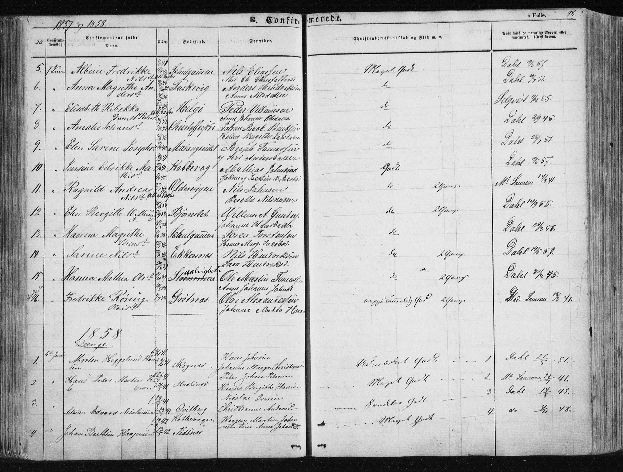 Tromsøysund sokneprestkontor, SATØ/S-1304/G/Ga/L0001kirke: Parish register (official) no. 1, 1856-1867, p. 98