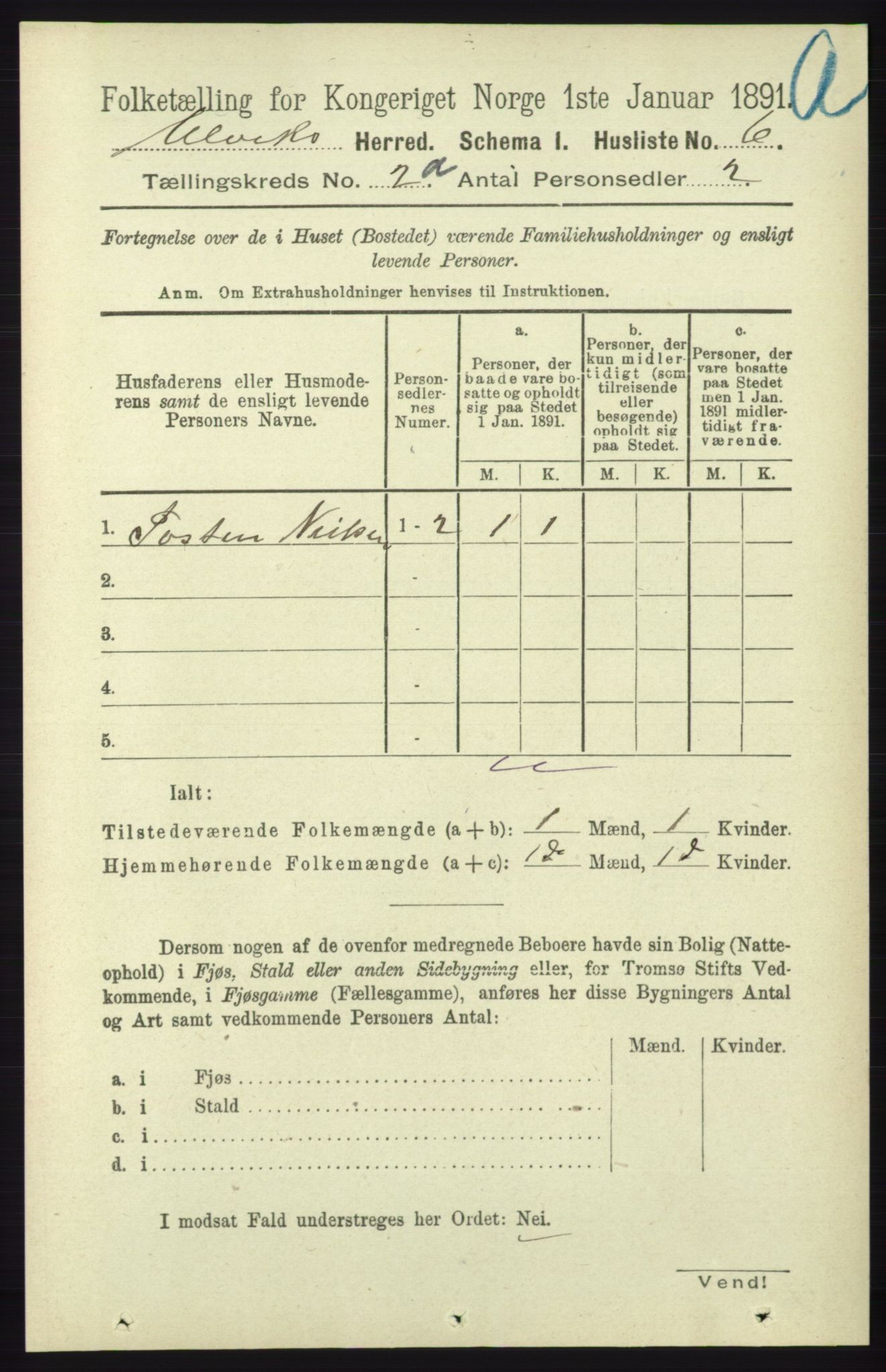 RA, 1891 census for 1233 Ulvik, 1891, p. 219