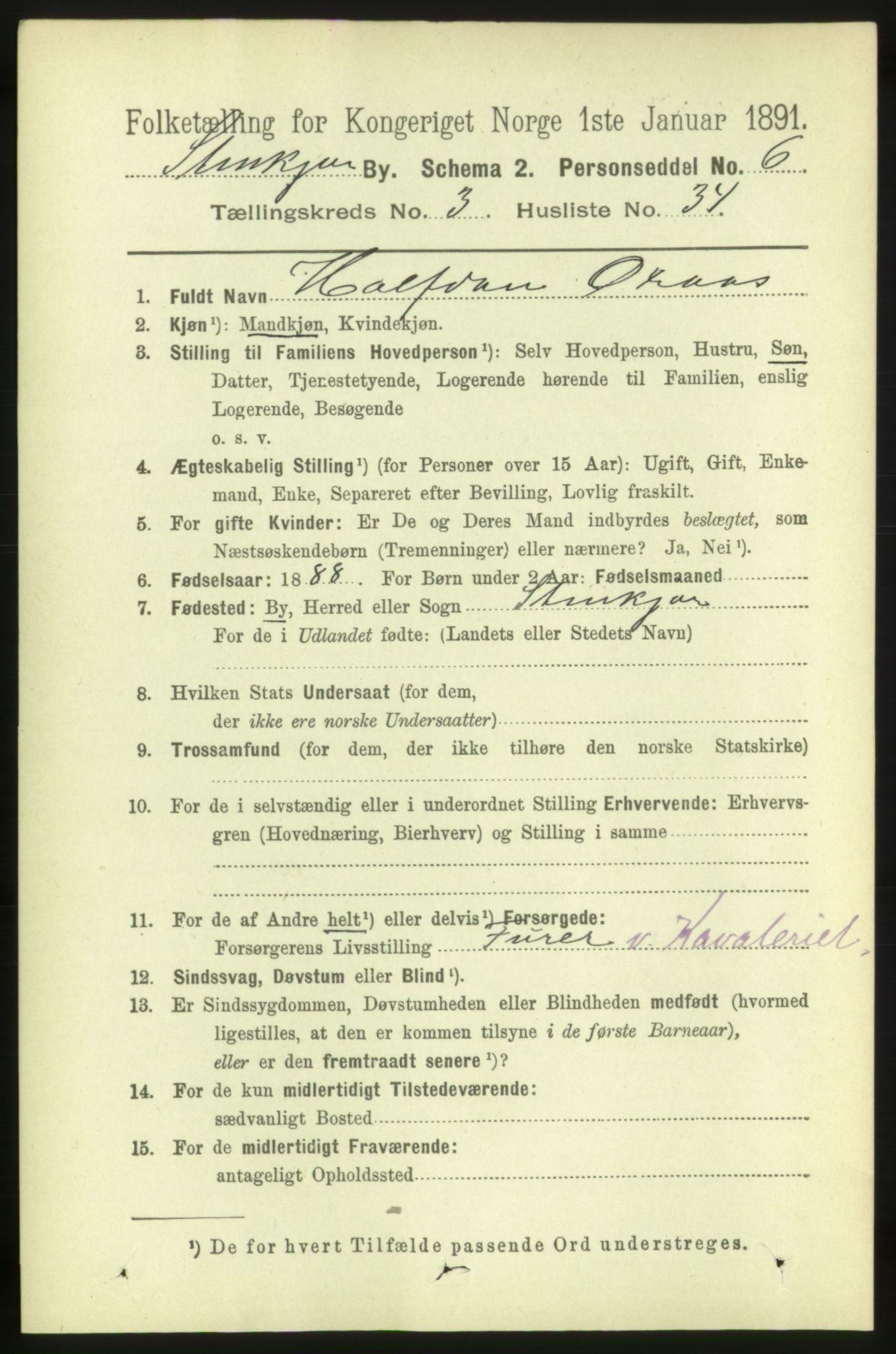 RA, 1891 census for 1702 Steinkjer, 1891, p. 1144