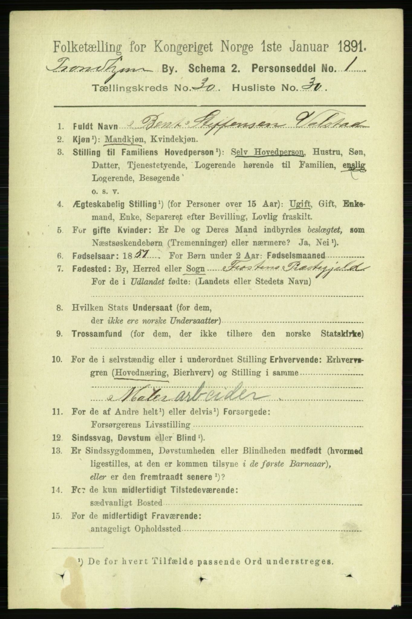 RA, 1891 census for 1601 Trondheim, 1891, p. 22761