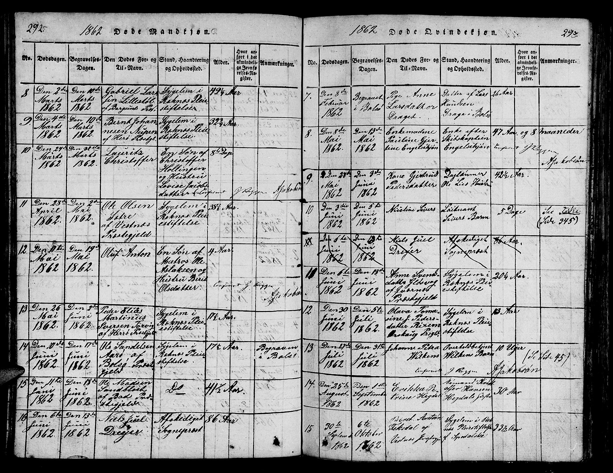 Ministerialprotokoller, klokkerbøker og fødselsregistre - Møre og Romsdal, AV/SAT-A-1454/558/L0700: Parish register (copy) no. 558C01, 1818-1868, p. 292-293