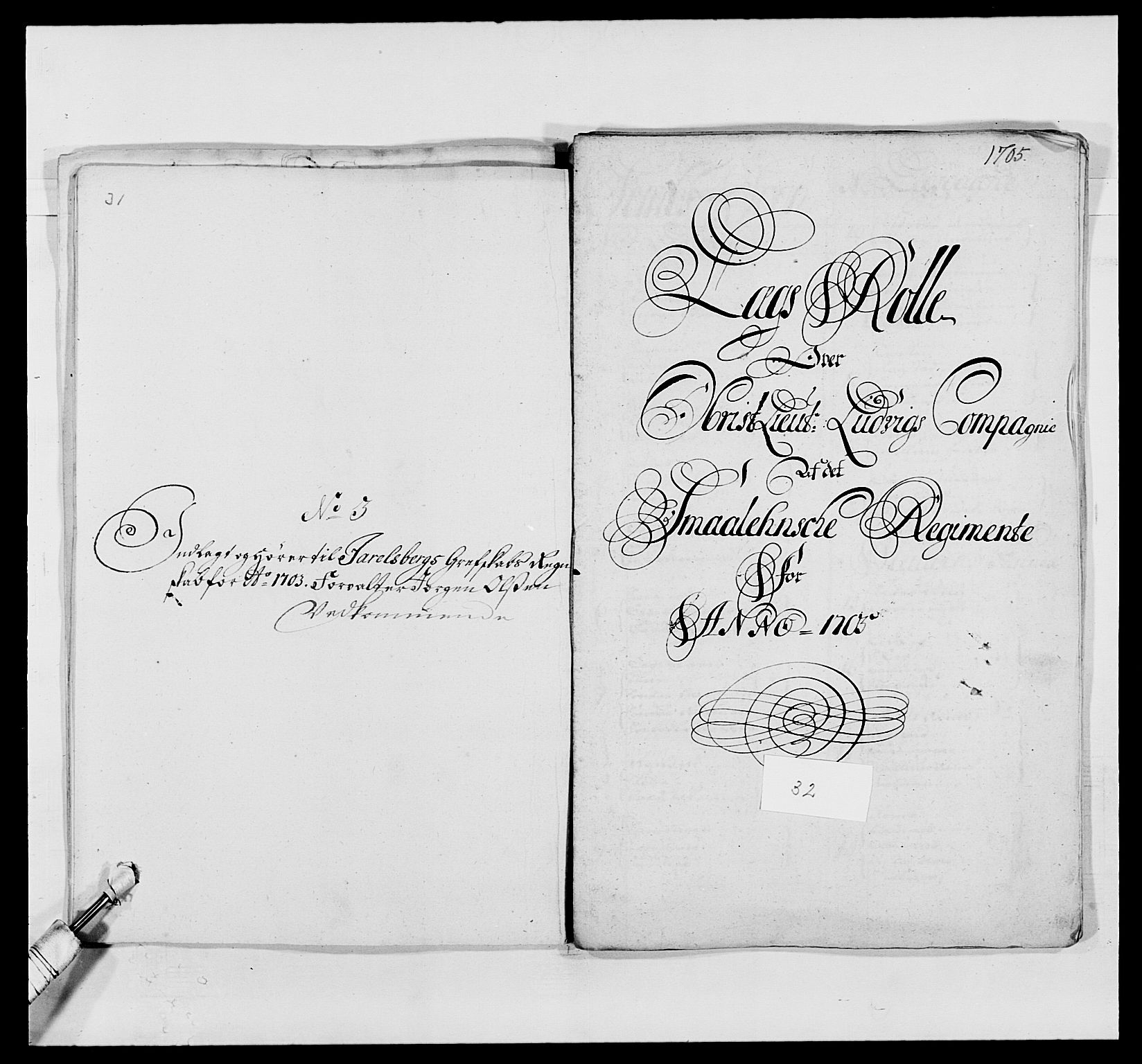 Kommanderende general (KG I) med Det norske krigsdirektorium, AV/RA-EA-5419/E/Ea/L0494: Smålenske regiment, 1697-1717, p. 273